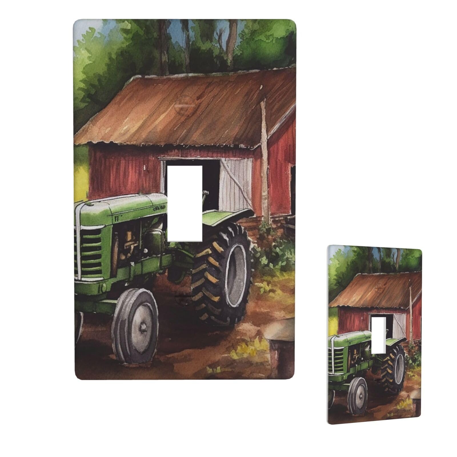 1 Gang Single Toggle Wall Plates, Unbreakable Decorative Light Switch Plate Covers Tractor On The Farm Electrical Switchplate Cover Faceplate For Bathroom Kitchen Decor