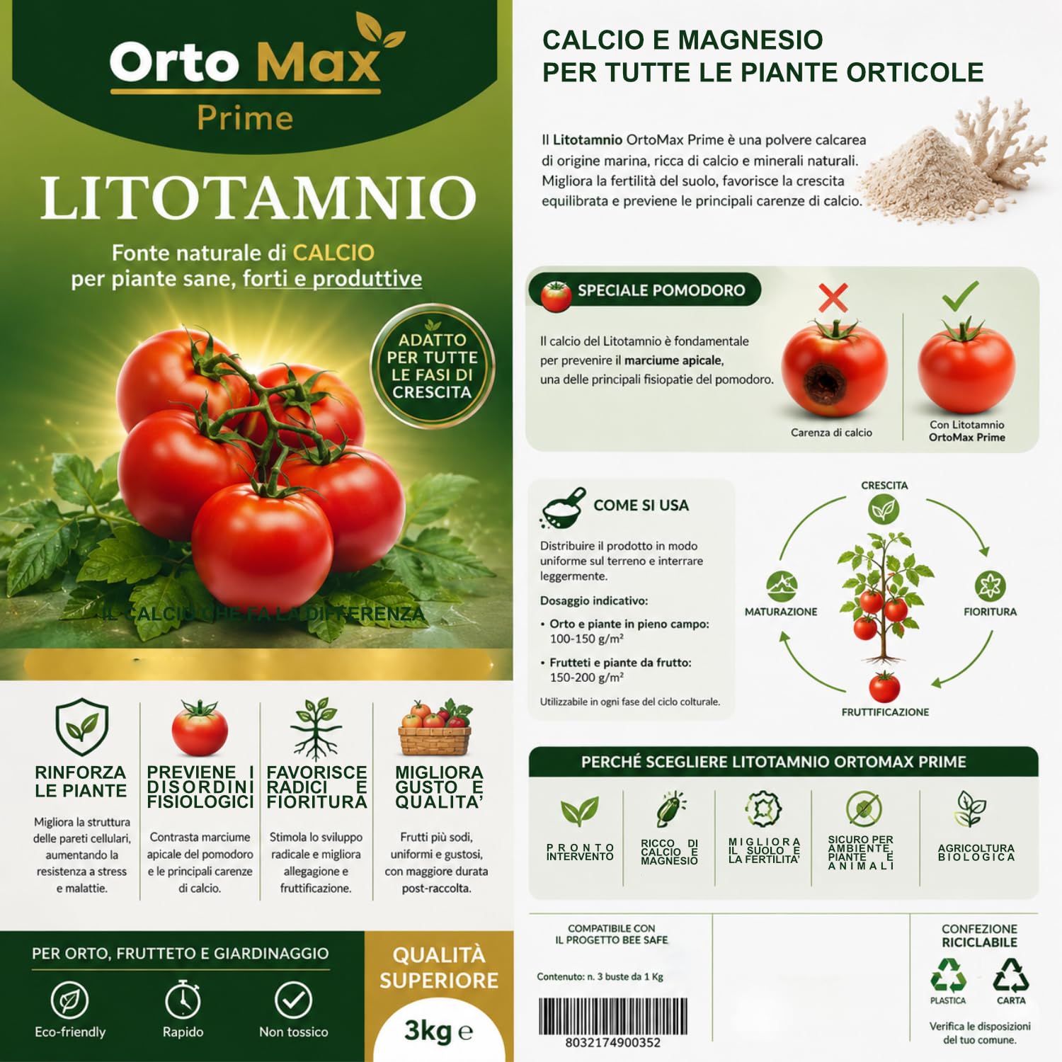 Litotamnio, Alga calcarea per ortaggi e pomodoro, previene e cura il marciume apicale.
