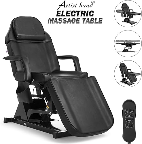 Miniatura 3 de Artist hand Facial Bed for Esthetician Massage Table Beauty Bed Medical Aesthetic Tattoo Chair with 3 Motor Electrical Adjustments,Black Negro