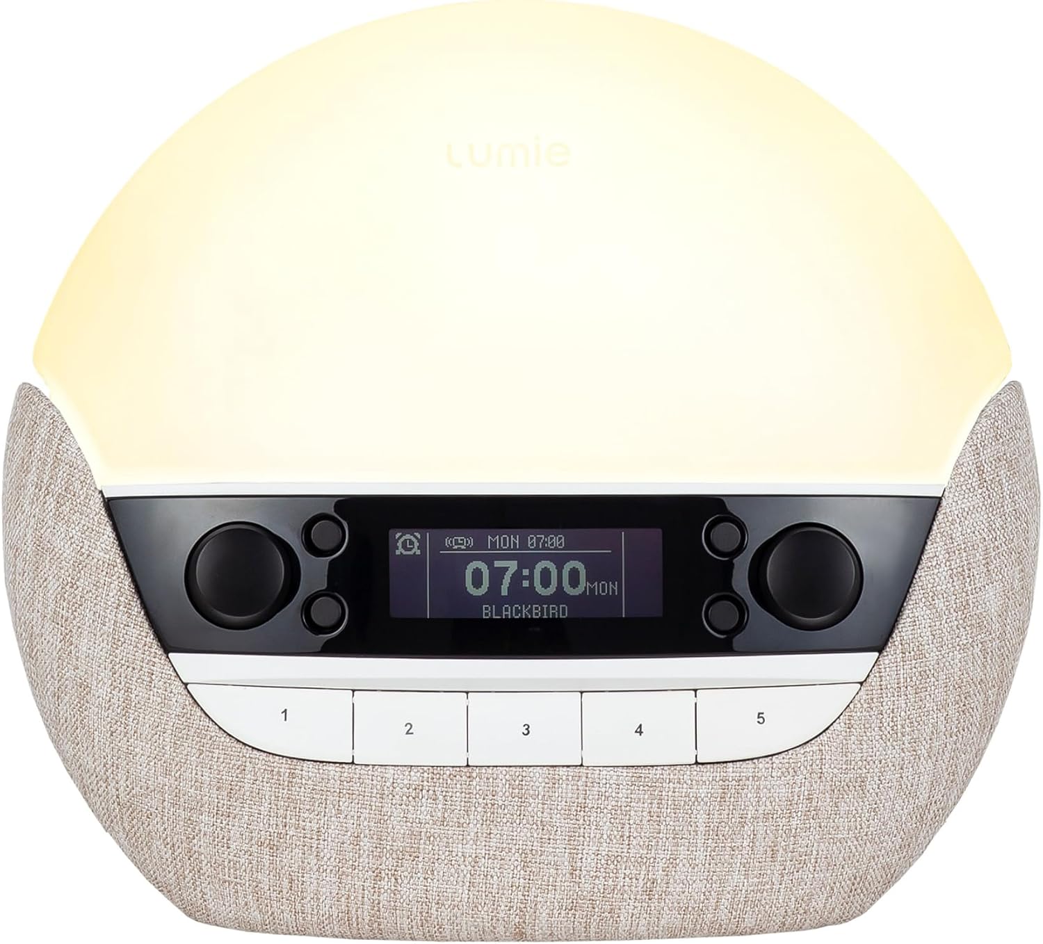 Lumie Bodyclock Luxe 700FM | Wake-Up Light with FM Radio, Bluetooth Speakers, Sunrise/Sunset Features and Low-Blue Light for Sleep - Image 1 of 7