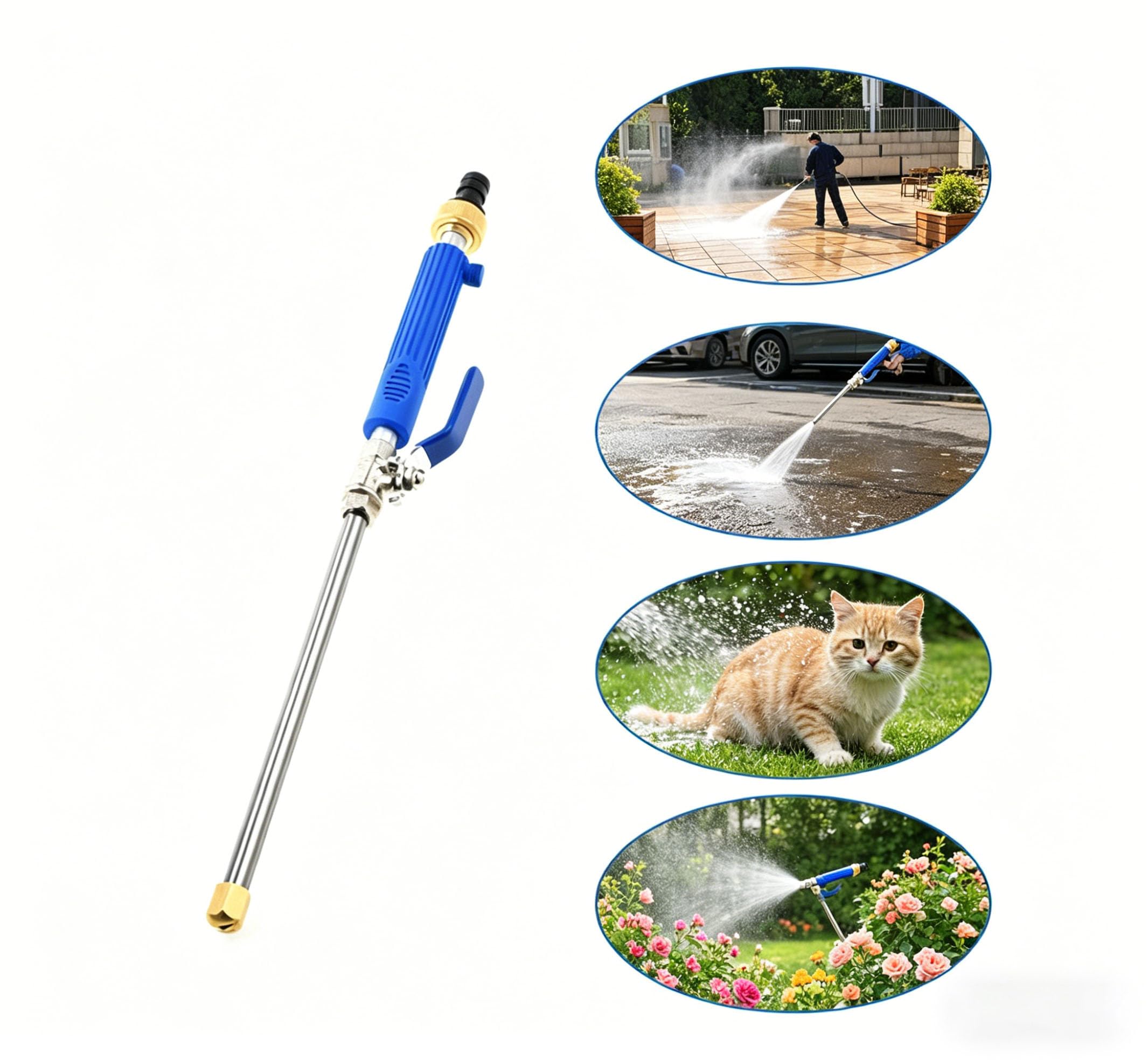 Jethose Pressure Washer, High Pressure Washer Wand for Garden Hose with 2 Spray Nozzles and Quick Connectors, Multipurpose Cleaning Tool for Home, Car, Patio and Garden (Blue) — view 3