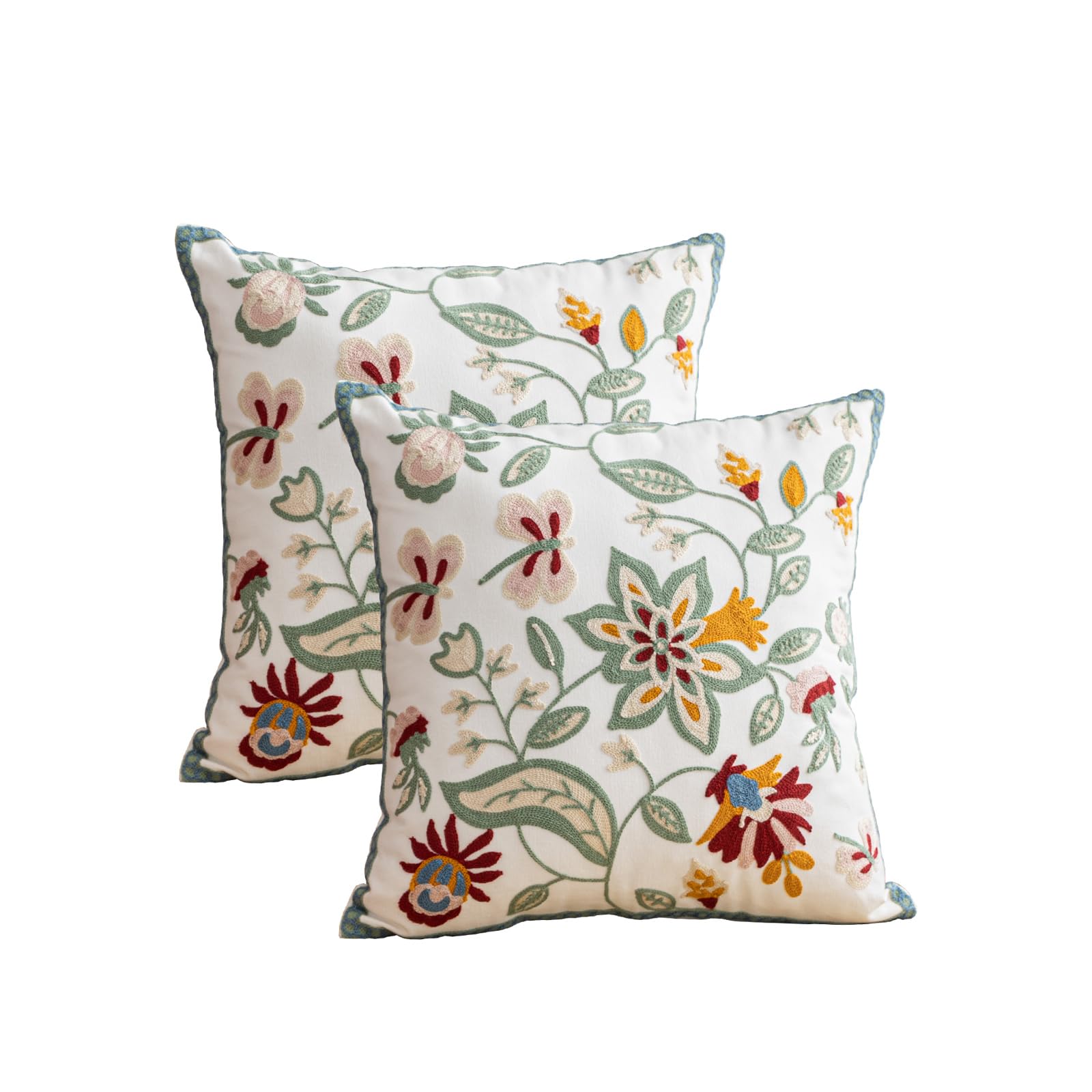 YIcabinet Set of 2 Throw Pillow Covers 18 x 18 Inch Elegant Flowers Decorative Square Pillowcases Cozy Cushion Cases for Couch Sofa Bedroom Living