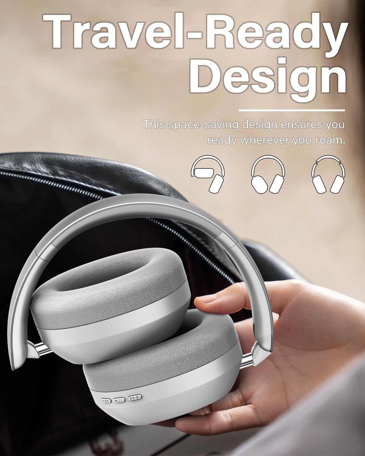 Wentronic Y05 Over-Ear Headphones – Hi-Res Sound, ANC, Wireless Bluetooth 5.3, 48H Playtime, Comfortable Ear Cushions for Work, Gaming, Android, iOS & PC – Silver - Image 6