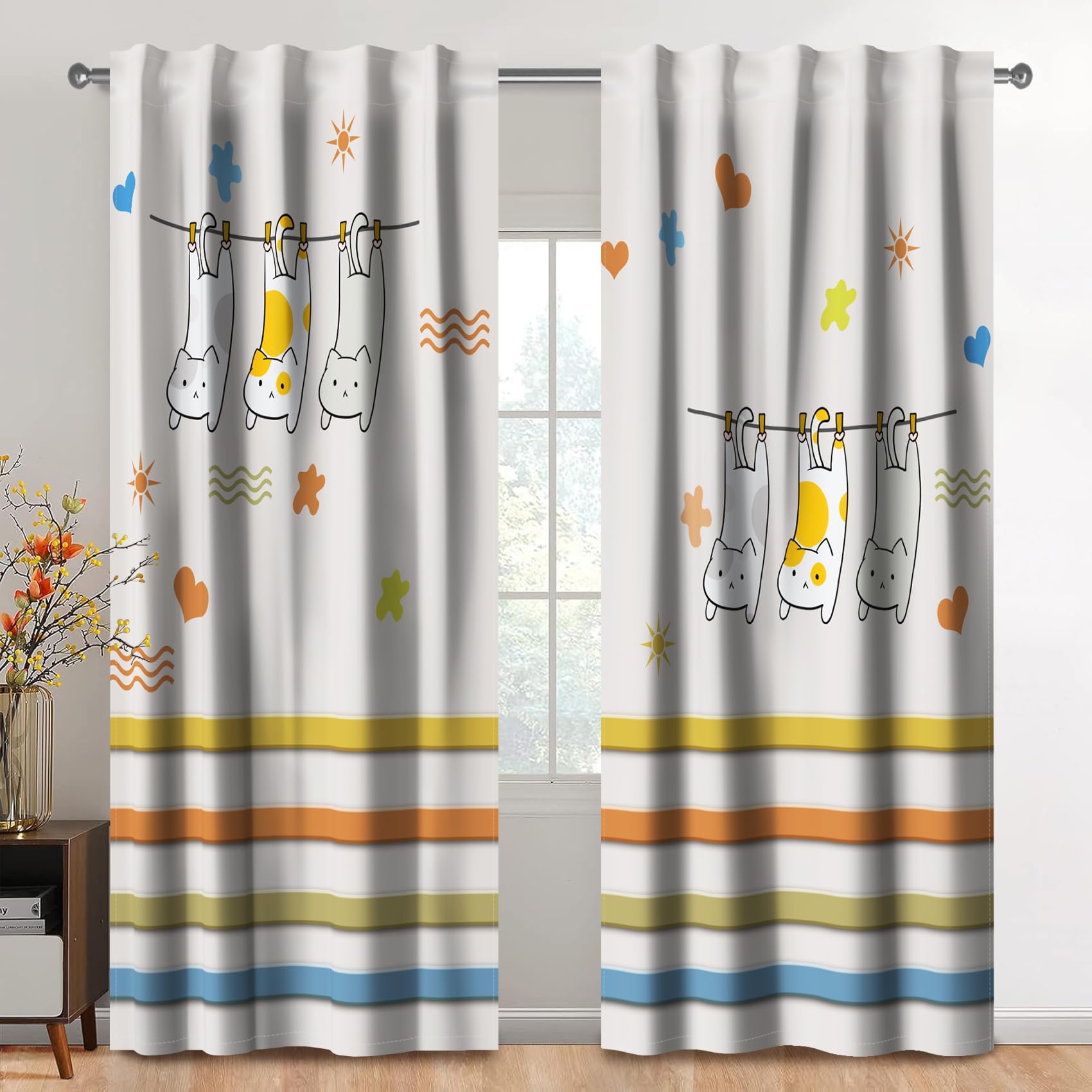 Kzzfqxb 107x215cm Cartoon Curtains 2 Panels