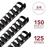 Mead CombBind Binding Spines/Spirals/Coils/Combs, 3/4", 150 Sheet Capacity, Black, 125 Pack (4000136) – view 2