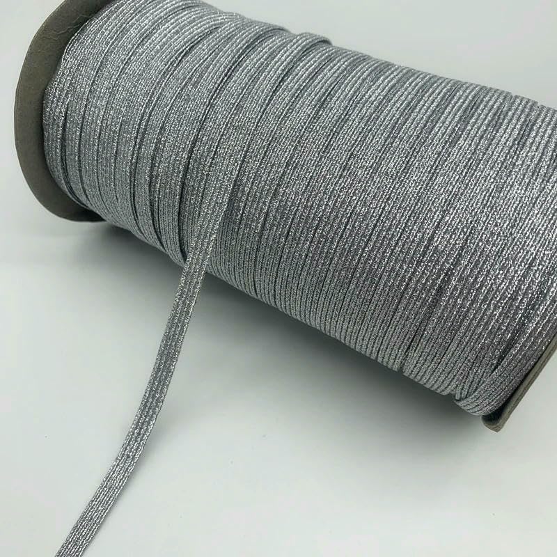 Cinta elástica con purpurina de 5 yardas y 6 mm para costura, banda elástica para cintura, cuerda elástica, rollo de 135 yardas (01-1)