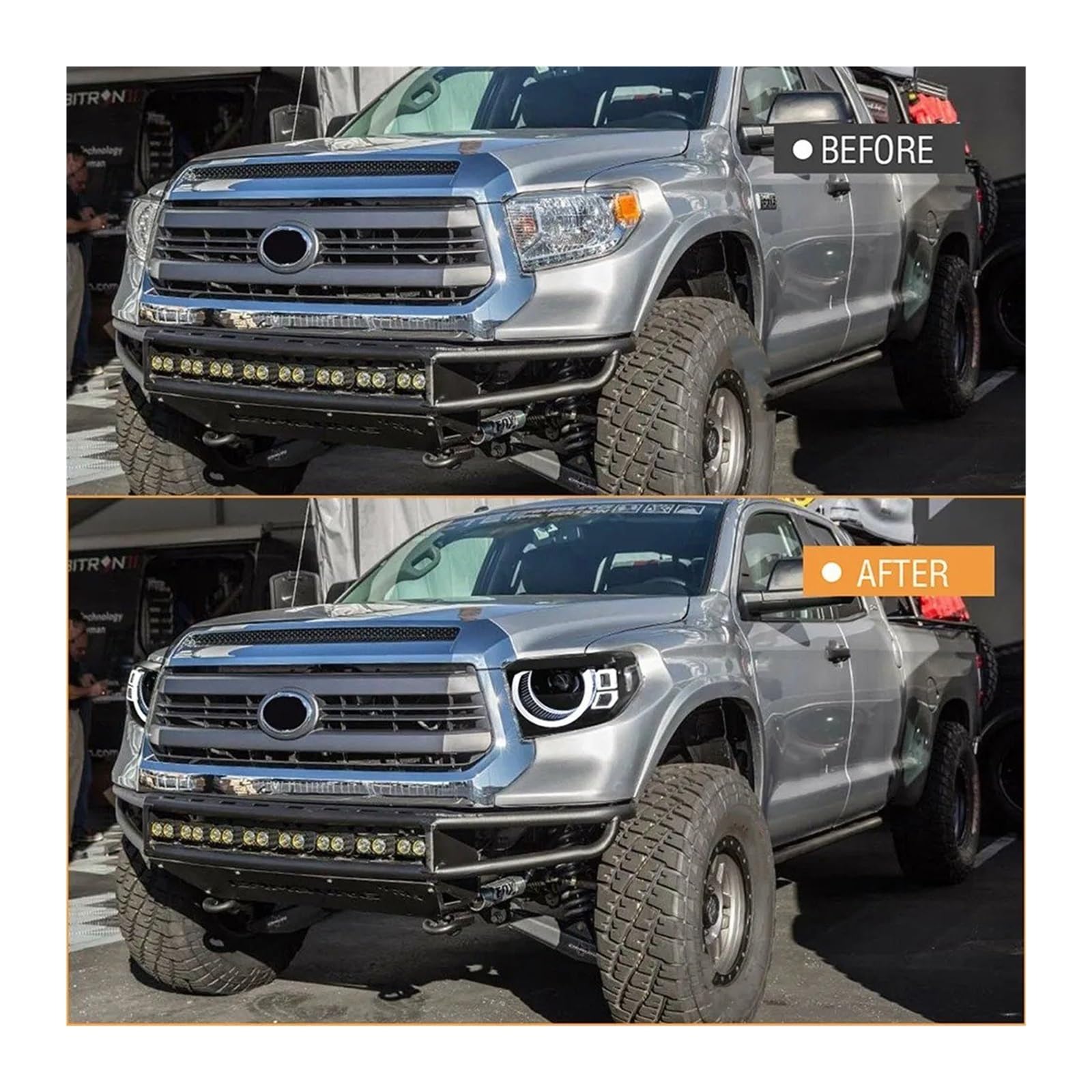 Gruppo fari Anteriori per Toyota Tundra 2014-2021, 1 Set Completo di fari a proiettore con indicatori di direzione sequenziali.