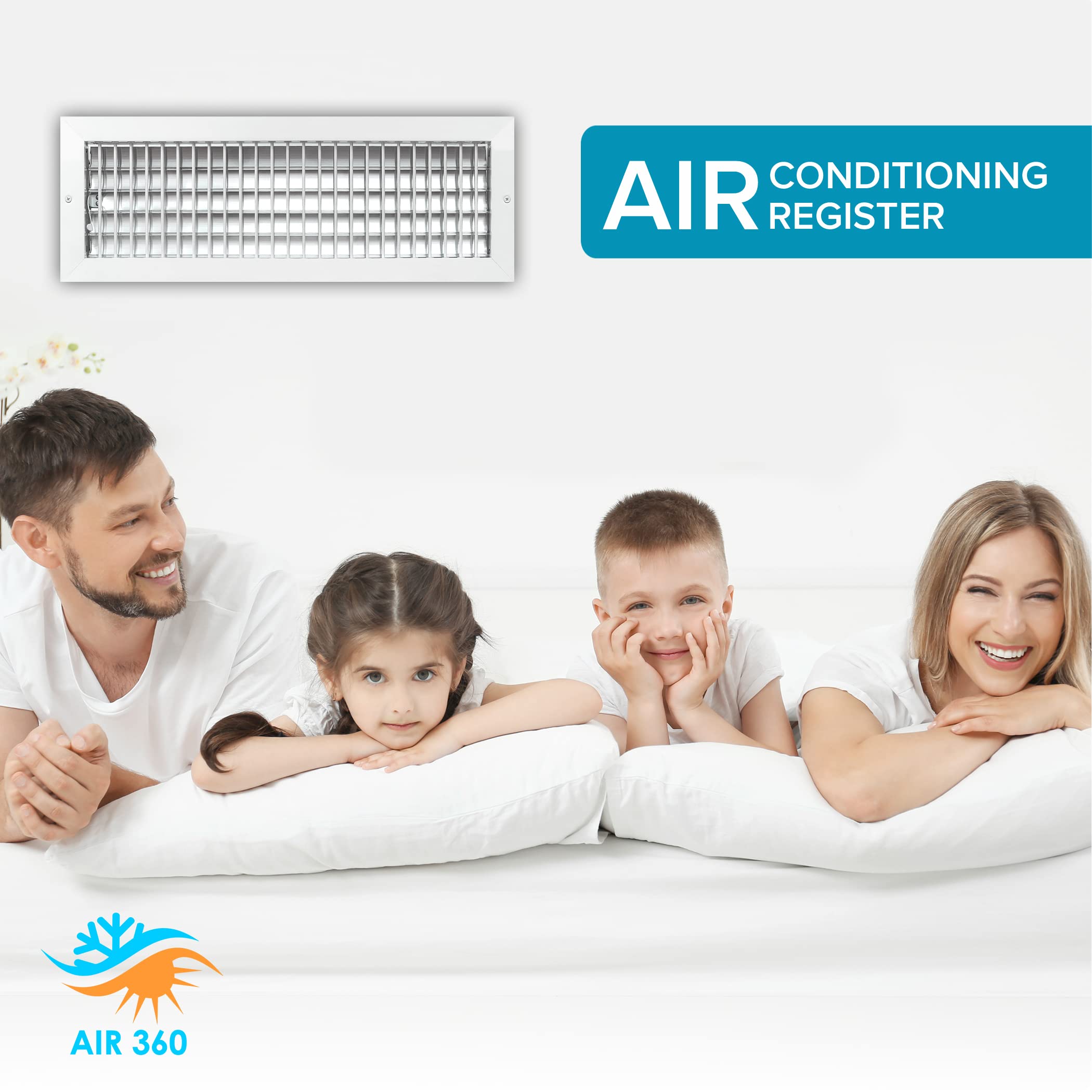 Air 360 Air Vent Covers Wall AC Grille – Premium 20 x 6 Inch Register Vent  Cover – Durable Rustproof Aluminum Wall Vent – Multi-Shutter Damper –  Individually Adjustable Front Blades, White - Amazon.com