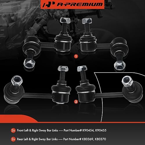 Miniatura 2 de A-Premium Juego de 4 barras estabilizadoras delanteras y traseras compatibles con Honda CR-V 2002 2003 2004 2005 2006