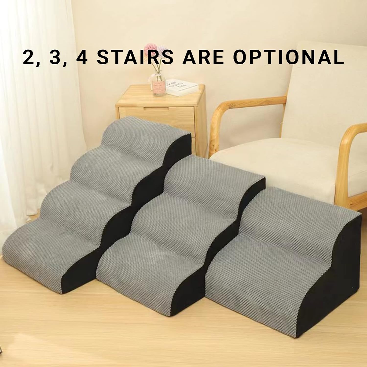 Dog Steps Dog Stairs, Dog Ramp for High Bed and Couch, High Density Foam Materia and Non-Slip, Best Pet Ladder for Older Injured & Small Dog/Cat to Get on Beds (2 Steps)