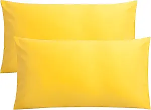 FLXXIE 2 Pack Microfiber King Pillow Cases, 1800 Super Soft Pillowcases with Envelope Closure, Wrinkle, Fade and Stain Resistant Pillow Covers, 20x36, Yellow