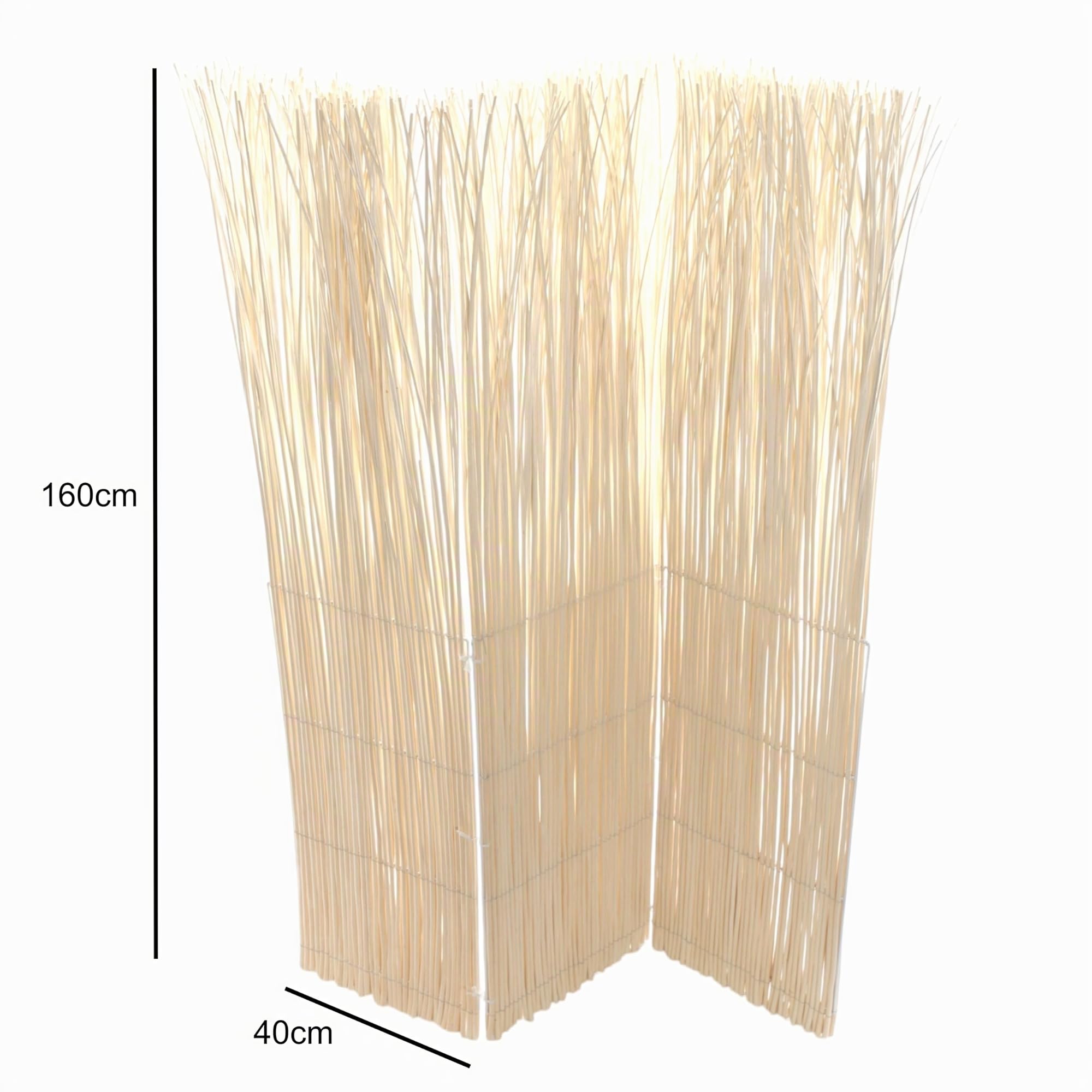 DESIGN DELIGHTS Séparateur de pièce Nature | 165x120cm(hxl), Blanchi | Paravent de Bien-être en Branches de Saule, cloison en 3 Parties/Pare-Vue en Bois de Saule