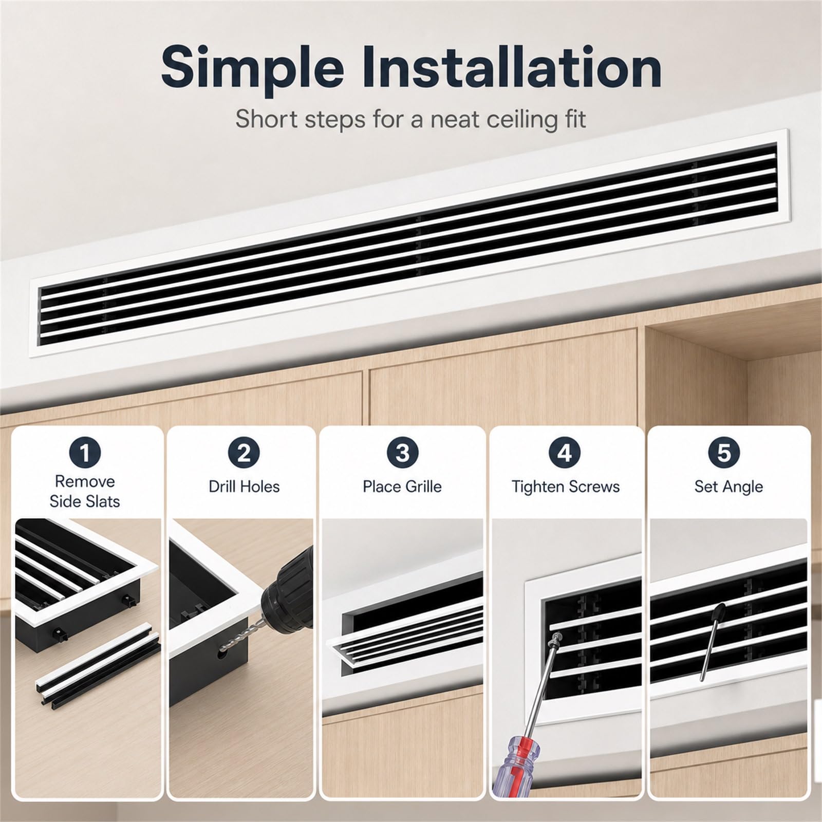 Grille de ventilation linéaire réglable