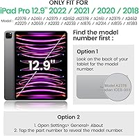 Vista 2 de SEYMAC Funda para iPad Pro 12.9 2022/2021/2020/2018, resistente protección a prueba de golpes con protector de pantalla, soporte giratorio de 360°