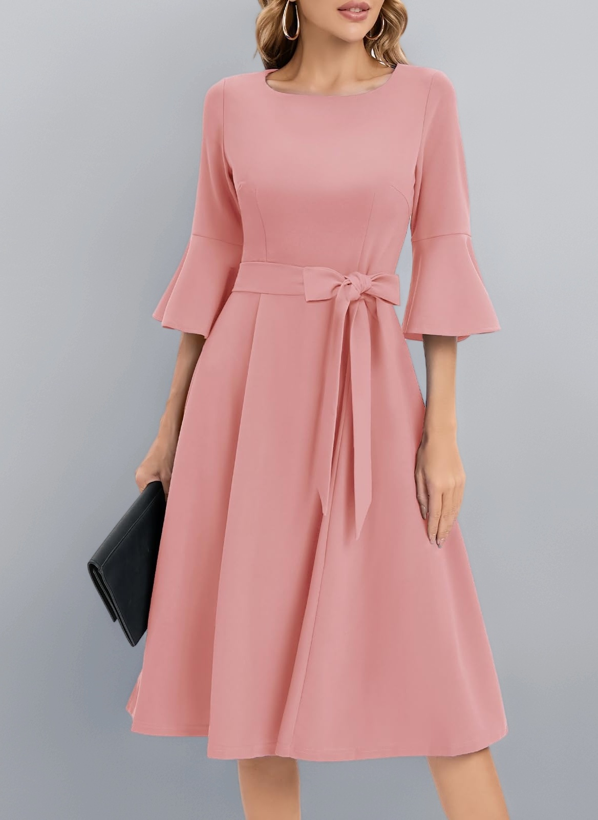 HomRain Women 3/4 Sleeve Elegant Formal Dress for Cocktail Classy Fall/Winter Christmas Church Work Dress