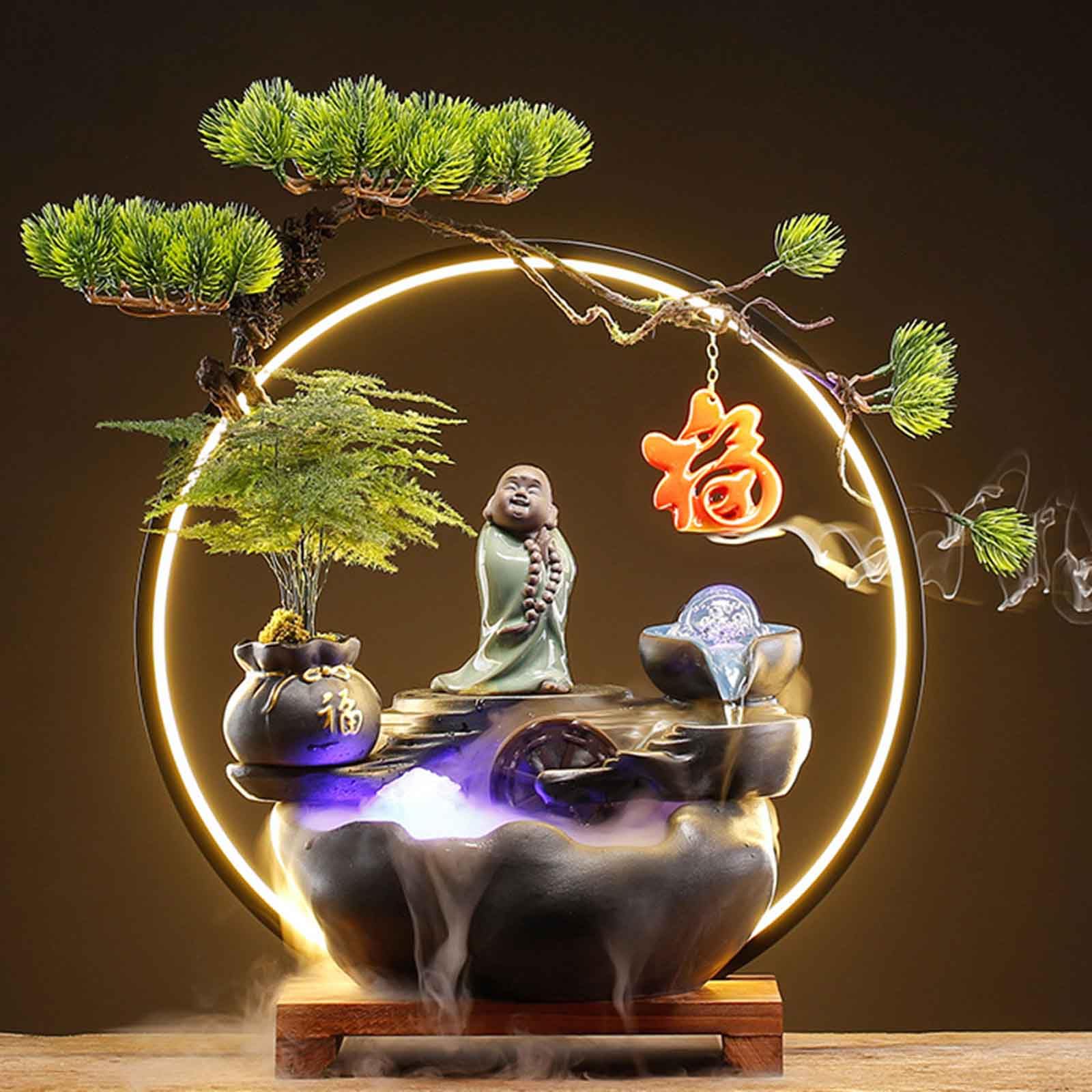 Fuente interior Zen para sala de estar con nebulizador y bolas de cristal místicas