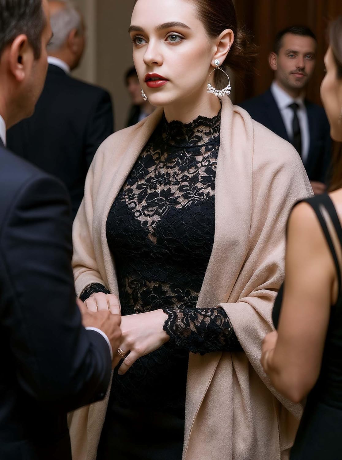 METWAY Lace Top for Women Long Sleeve Lace Shirt Sheer Turtleneck Ruffle Floral Mesh Undershirt Going Out Sexy Blouse - Image 4