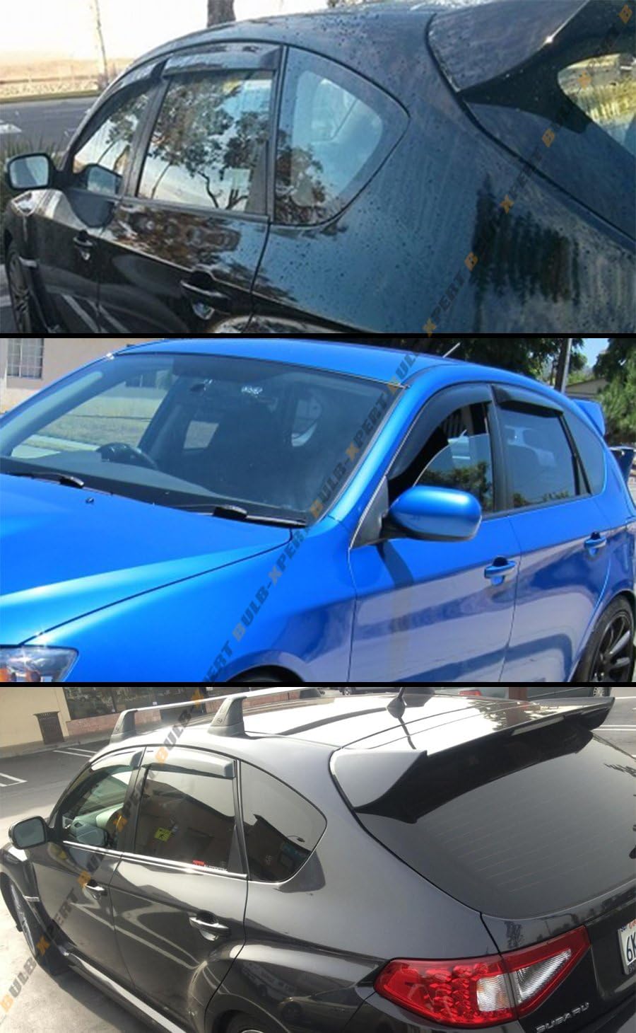 JDM Clip-On Smoke Tinted Window Visor Vent Weather Guard Compatible with Fits for 2008-2014 Impreza WRX STi