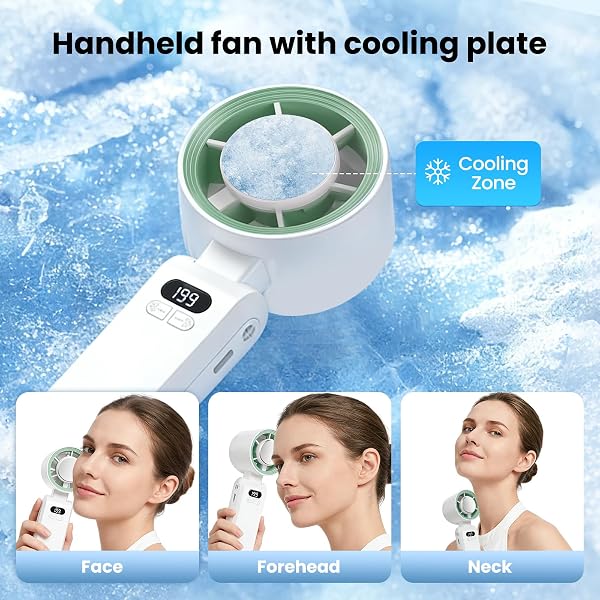 PTHTECHUS Ventilateur Portable,Ultra Rapide 10m/s,Rechargeable USB 5000mAh,1-199 Vitesses,Affichage LCD,Ventilateur de Poche avec Technologie Turbo pour le bureau,le Extérieur,le Voyage (Blanc) - 4