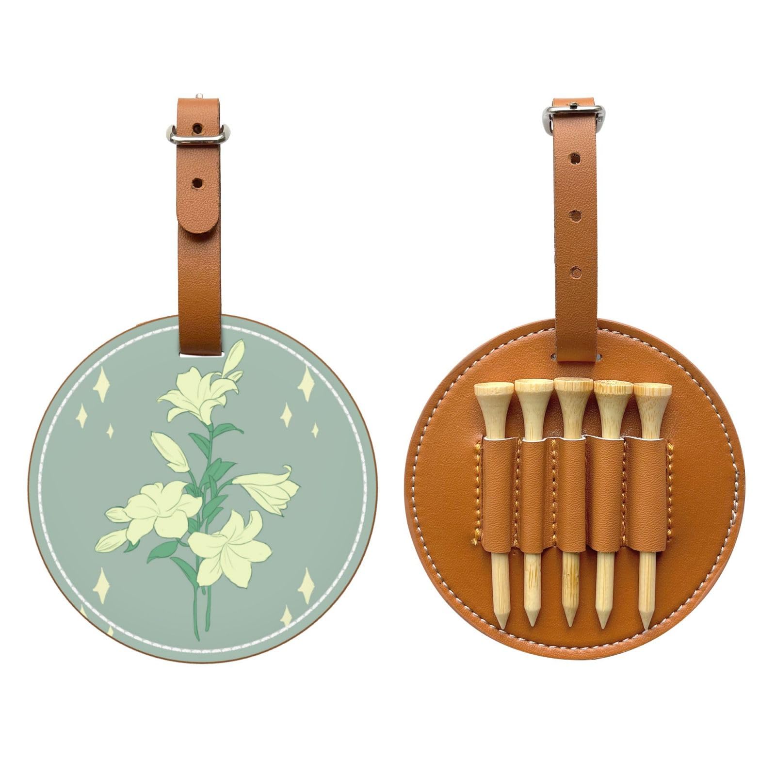 WXXWXD Cartoon white lilies Printed Golf Tee Storage Bag - Portable Storage, Easily Organize Tees