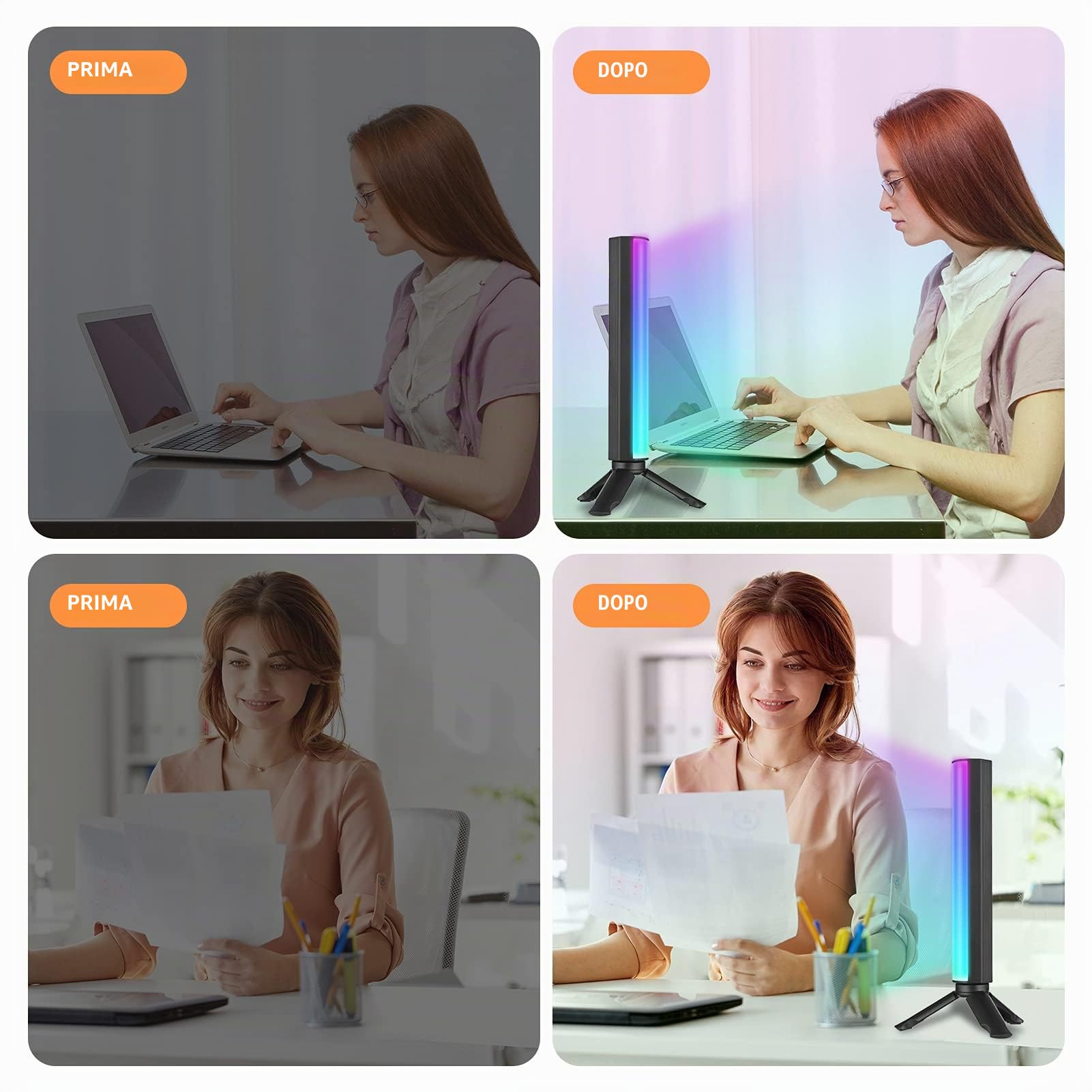 Andoer W200RGB - Luce video LED, barra luminosa per fotografia ecargabile, luce di riempimento RGB 2500 K-9000 K, dimmerabile, CRI95 + schermo LCD posteriore magnetico con treppiede per Vlog Live