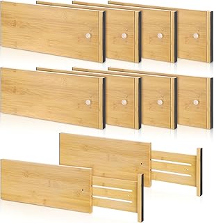 8 Pcs Bamboo Deep Drawer Dividers 6 Inches High Adjustable Kitchen Drawe...