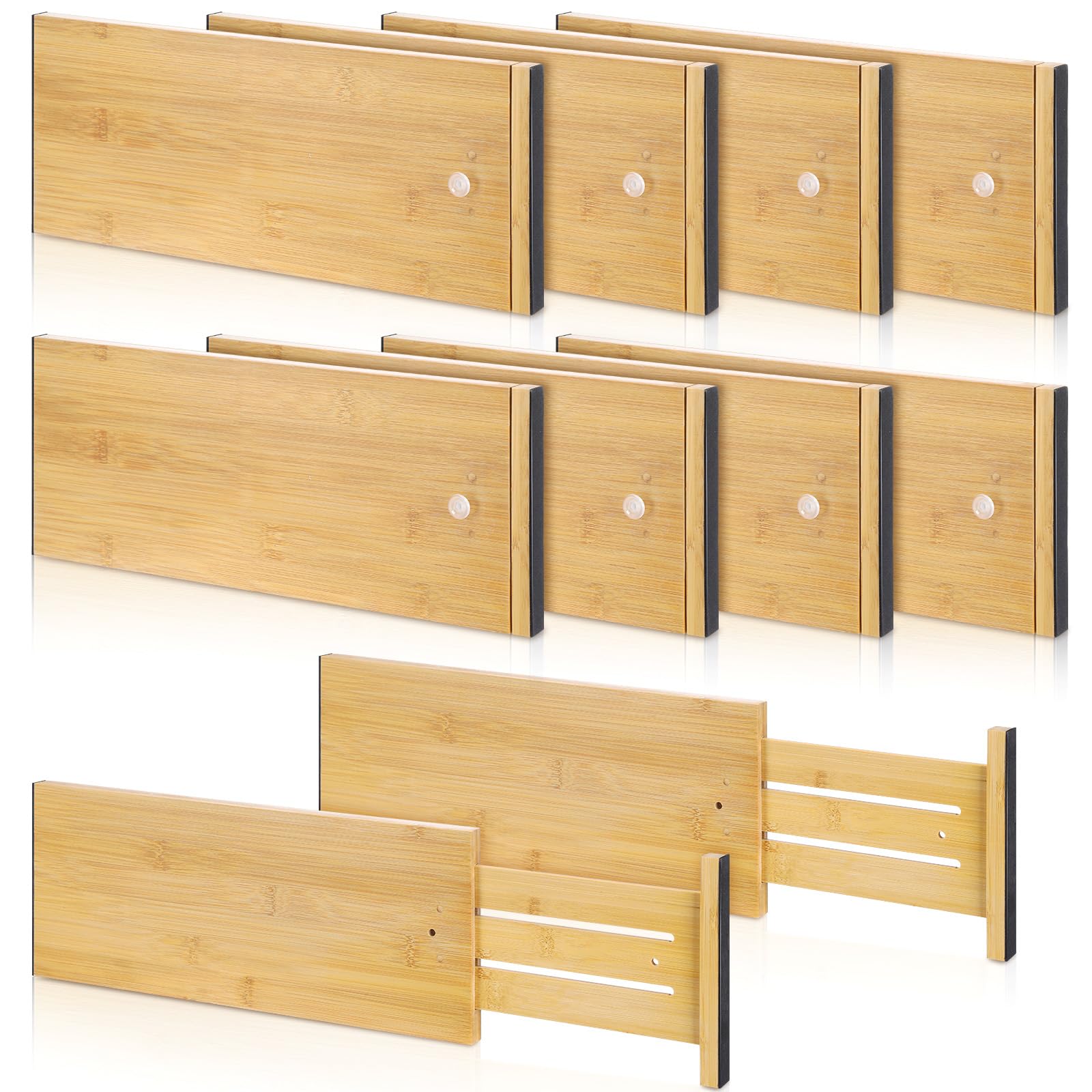 Photo 1 of DoubleFill Bamboo Drawer Dividers (8 Pcs, Wood Color, 6 Inch)
