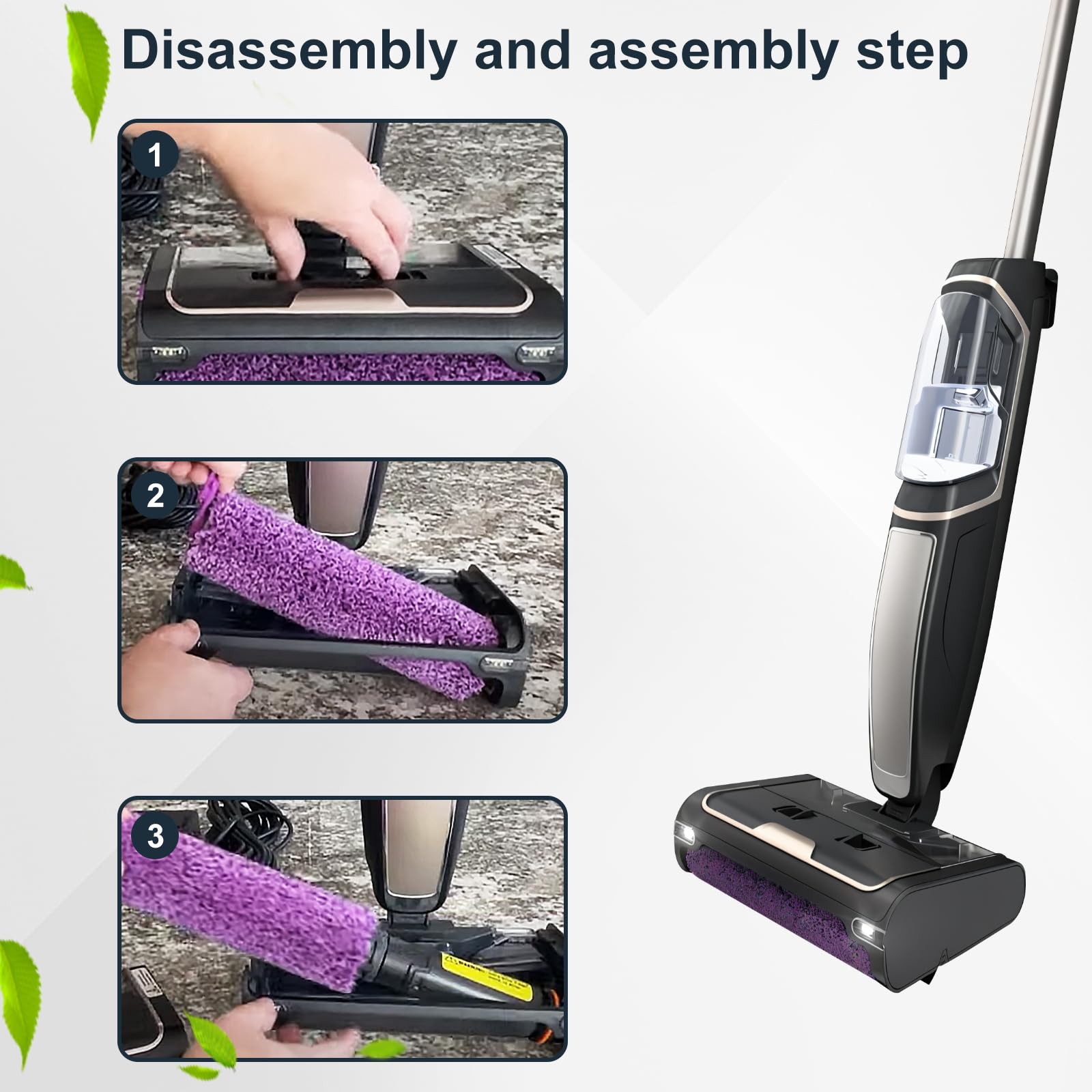 Rouleau de Brosse de Rechange pour Shark SteamPickUp 3-en-1 Balai Vapeur pour sols, 2 Rouleaux de Brosse, 1 Brosse de Nettoyage
