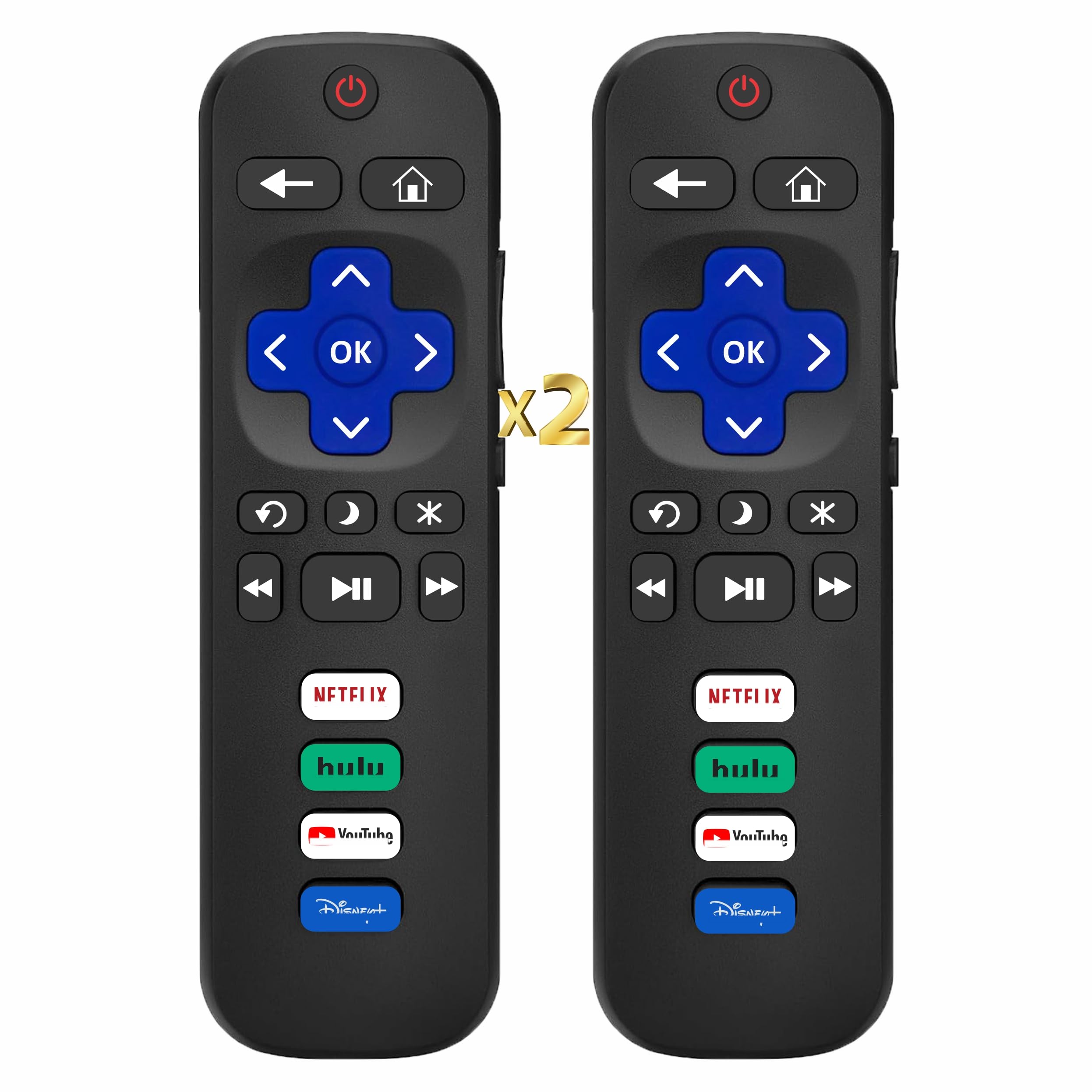 B Brainice (Pack of 2) Replacement Remote Only for Roku TV, for TCL, Hisense, RCA, Sharp, Sanyo, Insignia, Westinghouse, Philips Roku Smart TVs