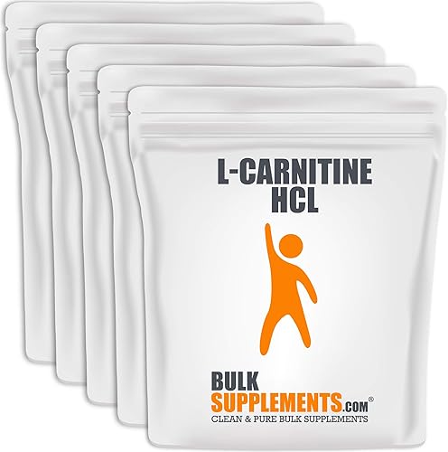 BulkSupplements. com L-Carnitina HCl Powder - Suplemento de aminoácidos para recuperación muscular y resistencia - Sin gluten, sin relleno - 500 mg