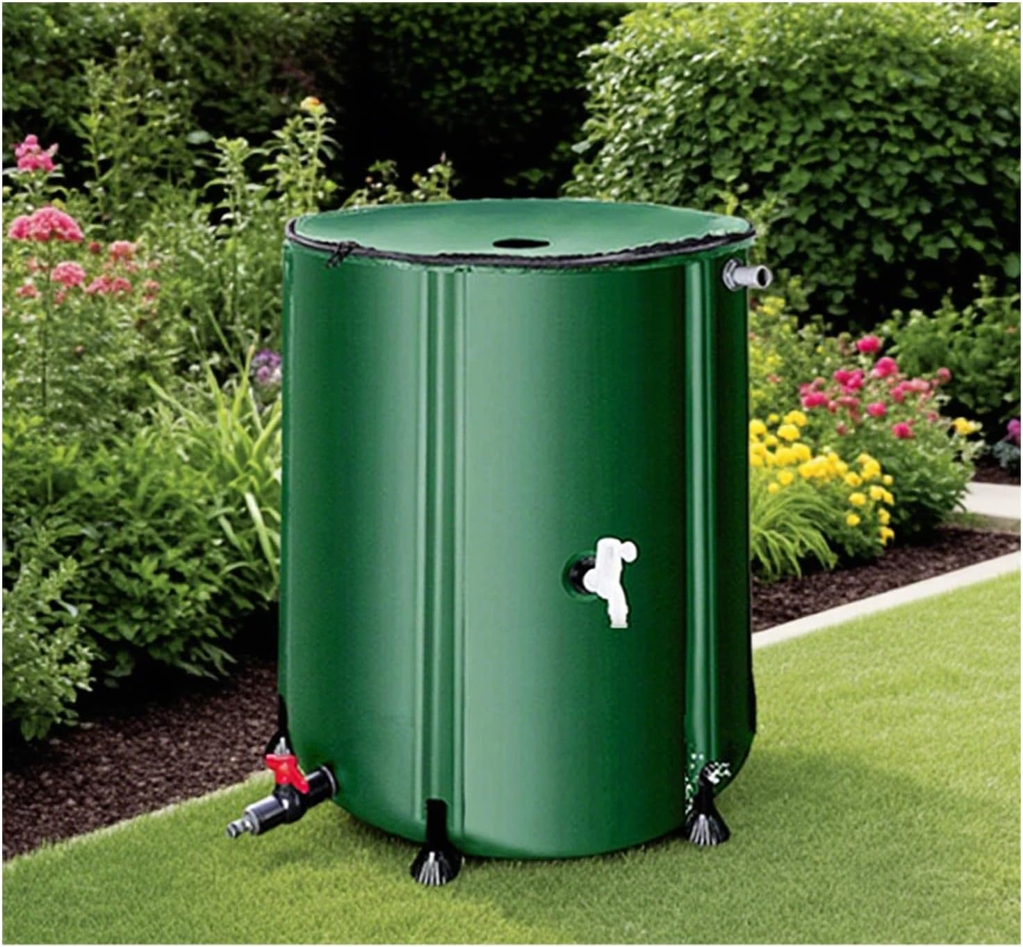 Garden Water Butts，Gallon Portable Rain Barrel，Durables Water Storage Tank，Foldable Design, Strong Portability, Flexible Use, Suitable for Various Scenarios(Green,160L)