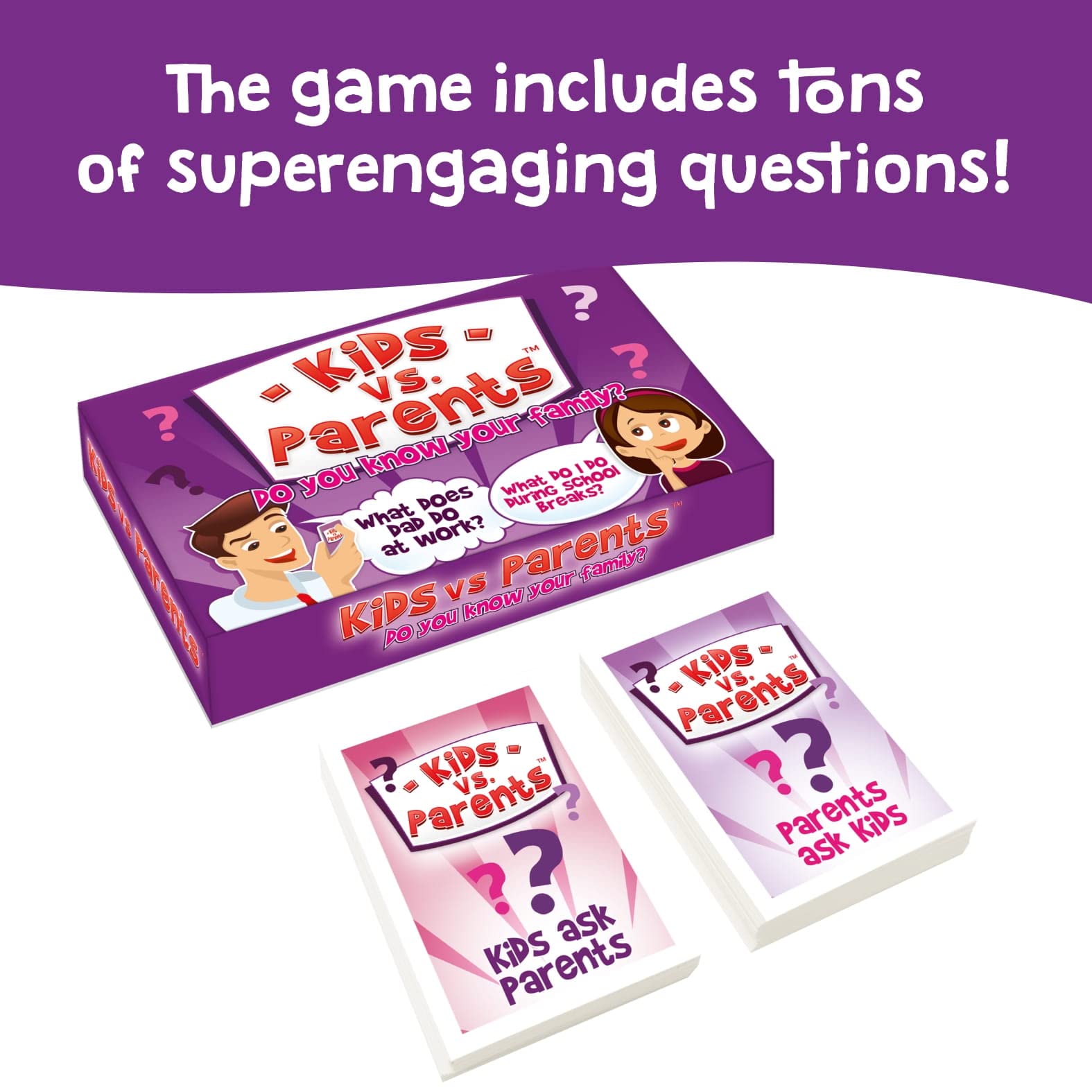 KANGUR Kids vs Parents Family Quiz Card Games for Kids Funny Party Games | Do You Know Your Family | 6+