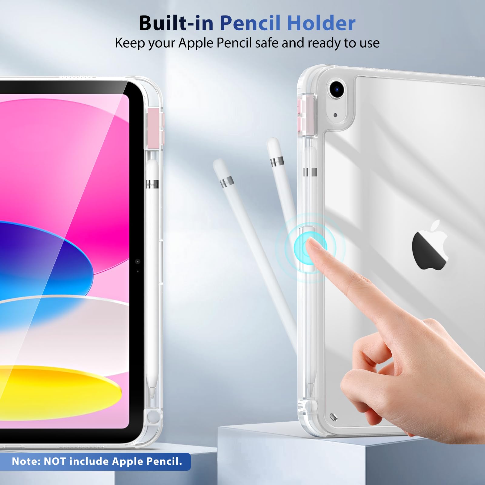 TiMOVO Cover Custodia Compatibile con iPad (A16) 11 Generazione 11 Pollici 2025/iPad 10 Generazione 10,9 2022, Retro in PC Rigido Semi-Trasparente, Auto Sveglia/Sonno, Blu Mare Scuro