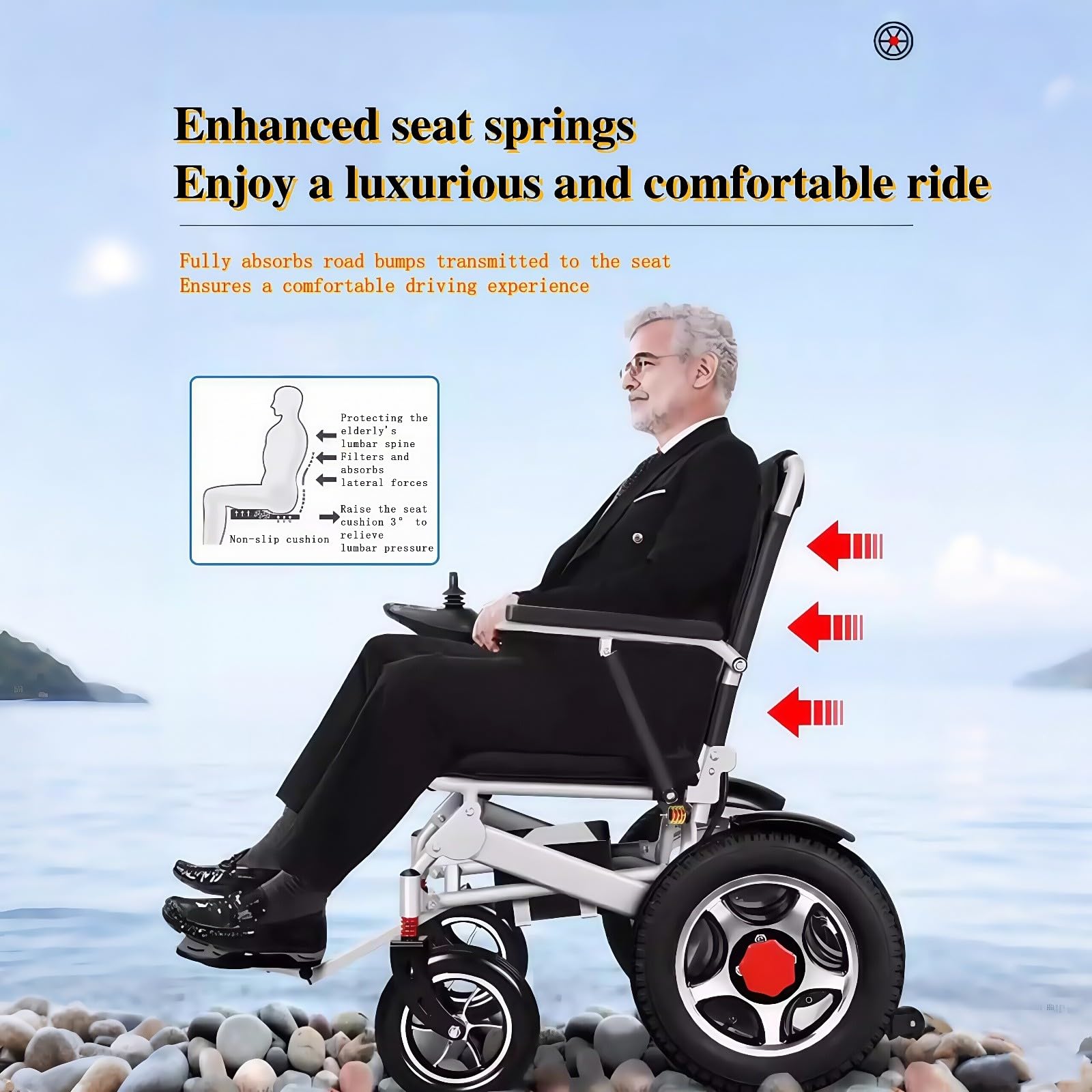 Patinete motorizado para personas mayores, silla de ruedas eléctrica ligera, silla de ruedas eléctrica plegable, diseño ultraligero, alta capacidad, fácil de transportar y almacenar