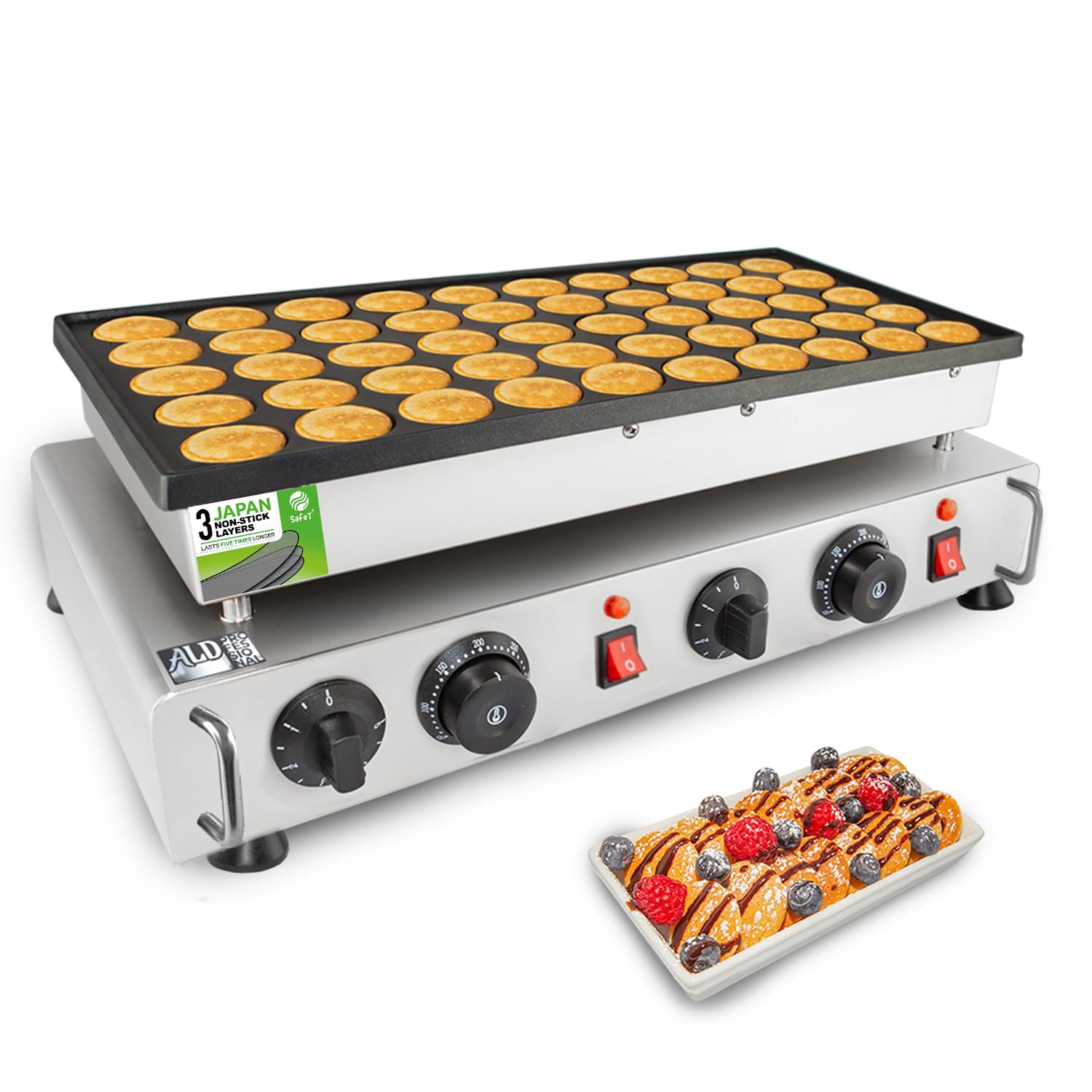 ALDKitchen Mini Dutch Pancake Maker | Electric Poffertjes Iron | Nonstick | 110V (50 Pcs)