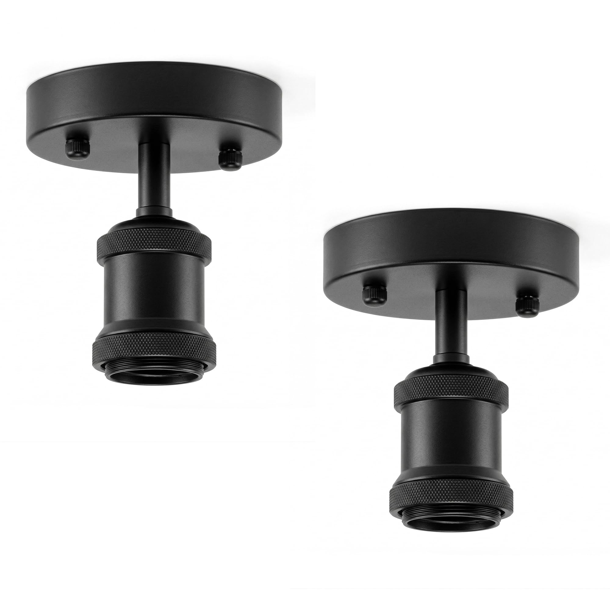 Ledsone Black 2Pack 2 Pack Of Single Head Fully Earth Ceiling Light Retro Flush Mount E27 Lamp Ceramic Holder Sconce Chandeliers For Living Room