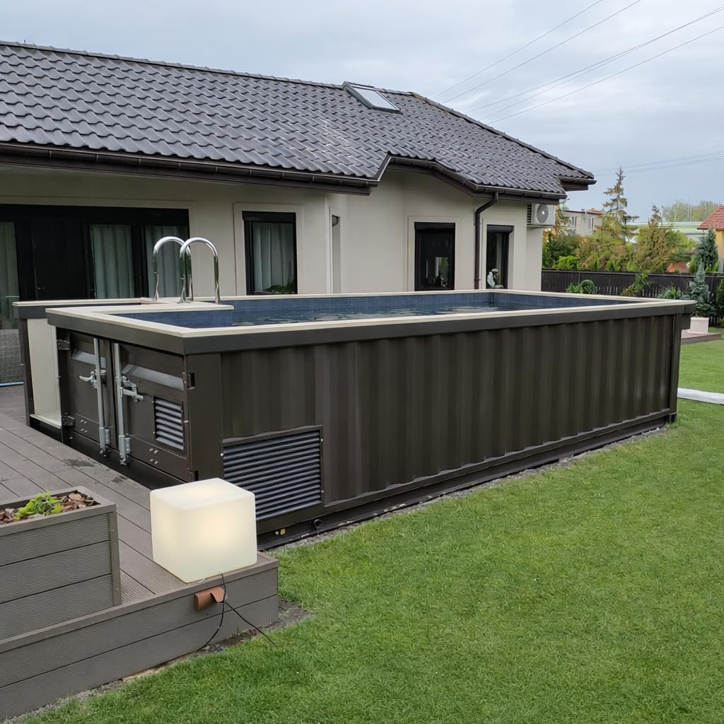 Shipping Container Pool, Modular Swimming Pool, Above Ground Pool Luxury, Backyard Container Pool, prefab Pool Outdoor, Steel Swimming Pool, Garde, Container Pool with Filter, Luxury Backyard