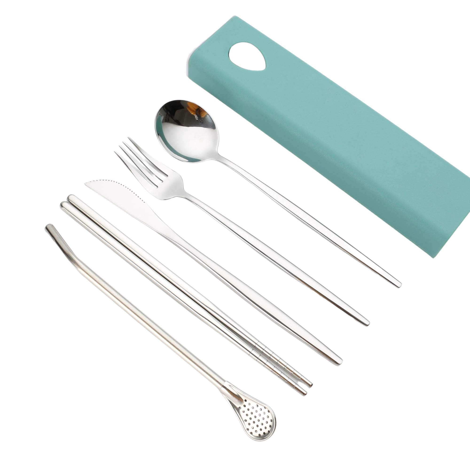 travel cutlery set with straw