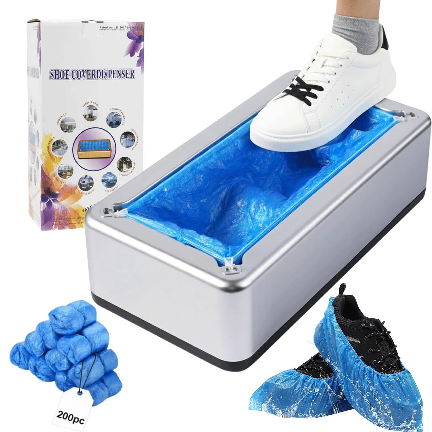 Photo 1 of Shoe Covers Dispenser with 200pcs Shoe Cover Disposable Non Slip, User-Friendly and Reliable Shoe Cover Machine, Automatic Shoe Cover Dispenser for Home, Office, Factory Use