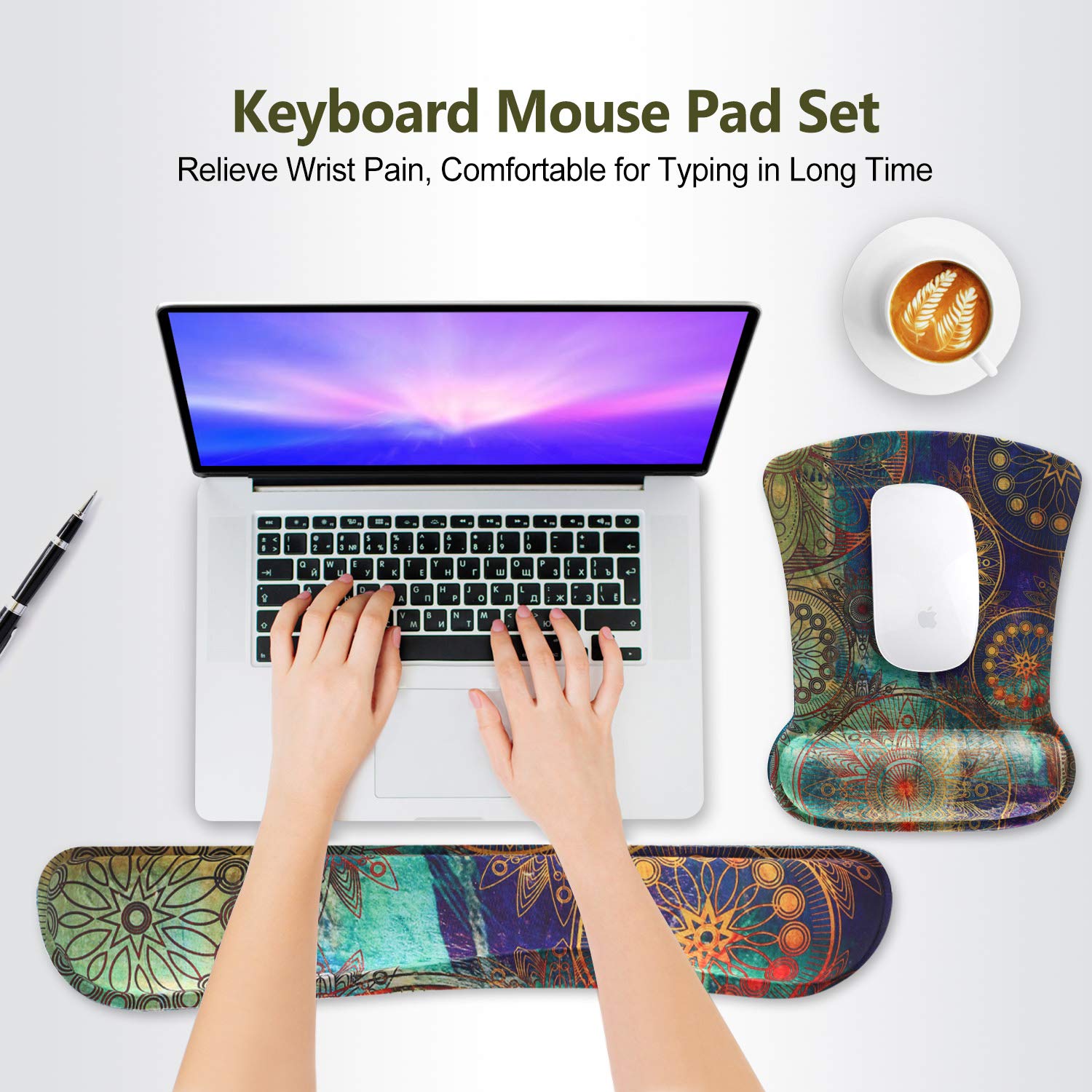 Ergonomic Keyboard Wrist Rest & Mouse Pad - Pain Relief -2