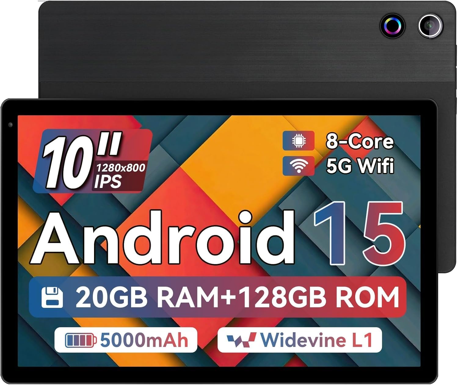 MUISOO Tablet, 10.4 inch Android 15 Tablet, 20GB RAM 128GB ROM 1TB