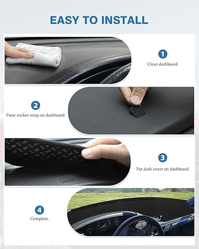 Miniatura 7 de FIILINES Cubierta de salpicadero para Ford F150 F250 F350 1992 1993 1994 1995 1996 Cubierta de tablero para Ford Accesorios de malla protector de