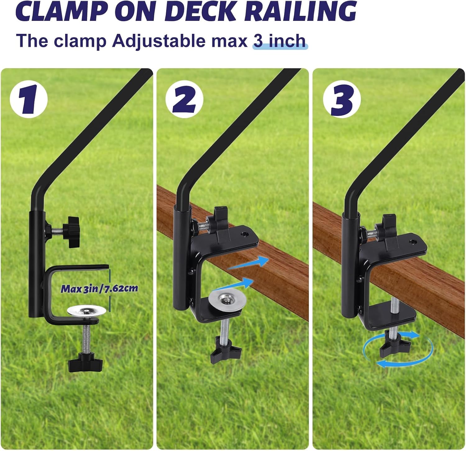 ERYTLLY 4 Packs 3 Inch Clamp 28" Long Deck Hook for Hanging Bird Feeder, Plants, Suet Baskets,Wind Chimes,Lanterns and More