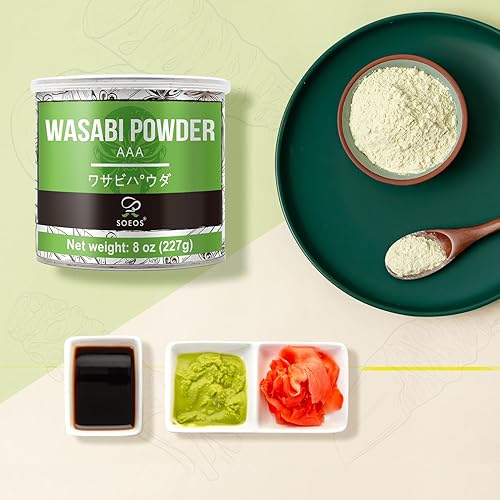 Miniatura 6 de Soeos Wasabi en polvo de 8 oz (227 g), polvo de wasabi premium para sushi y sashimi