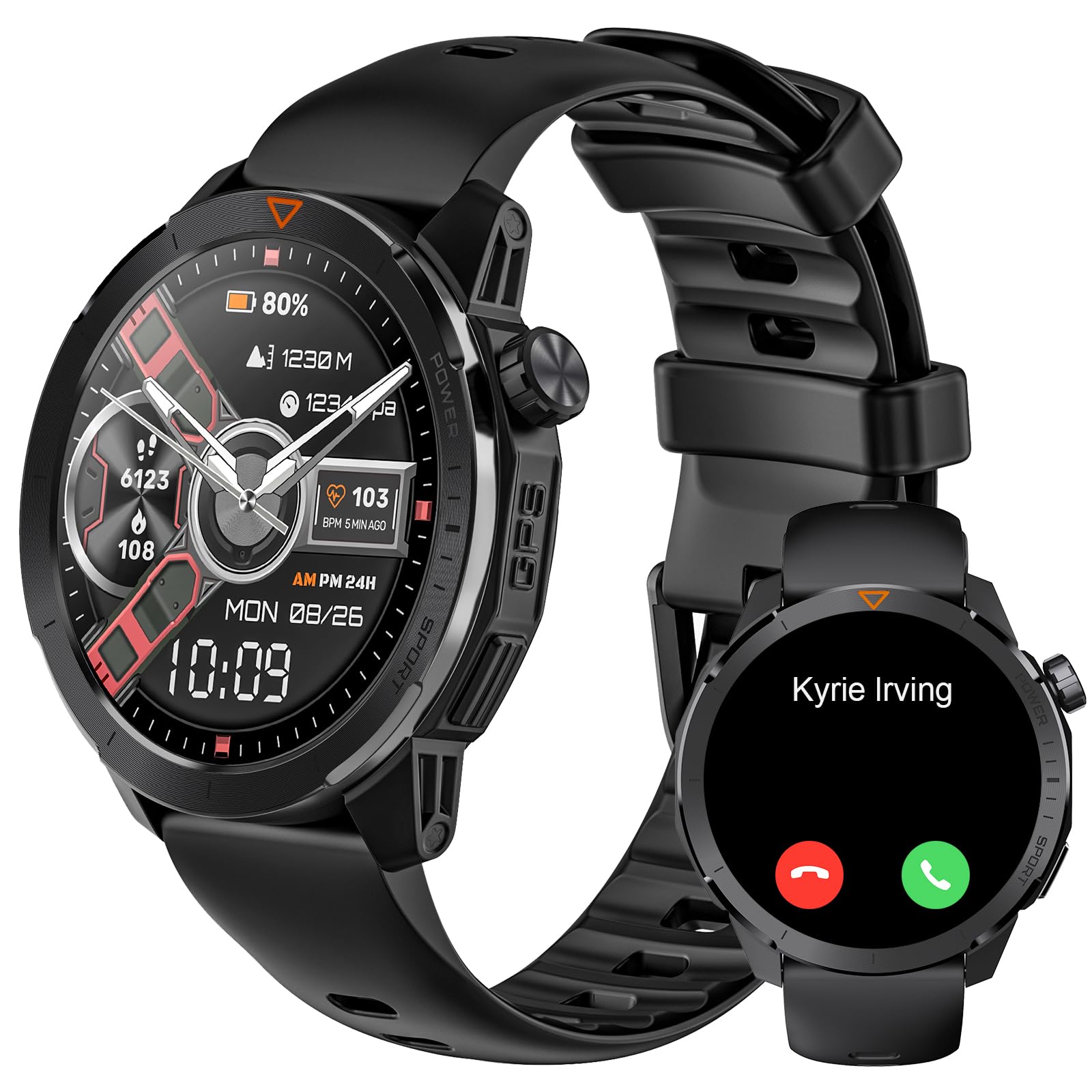 Smart watch with GPS for man and woman, smartwatches with activity tracker,  ATM, water proof, for response and make call, messages notification,