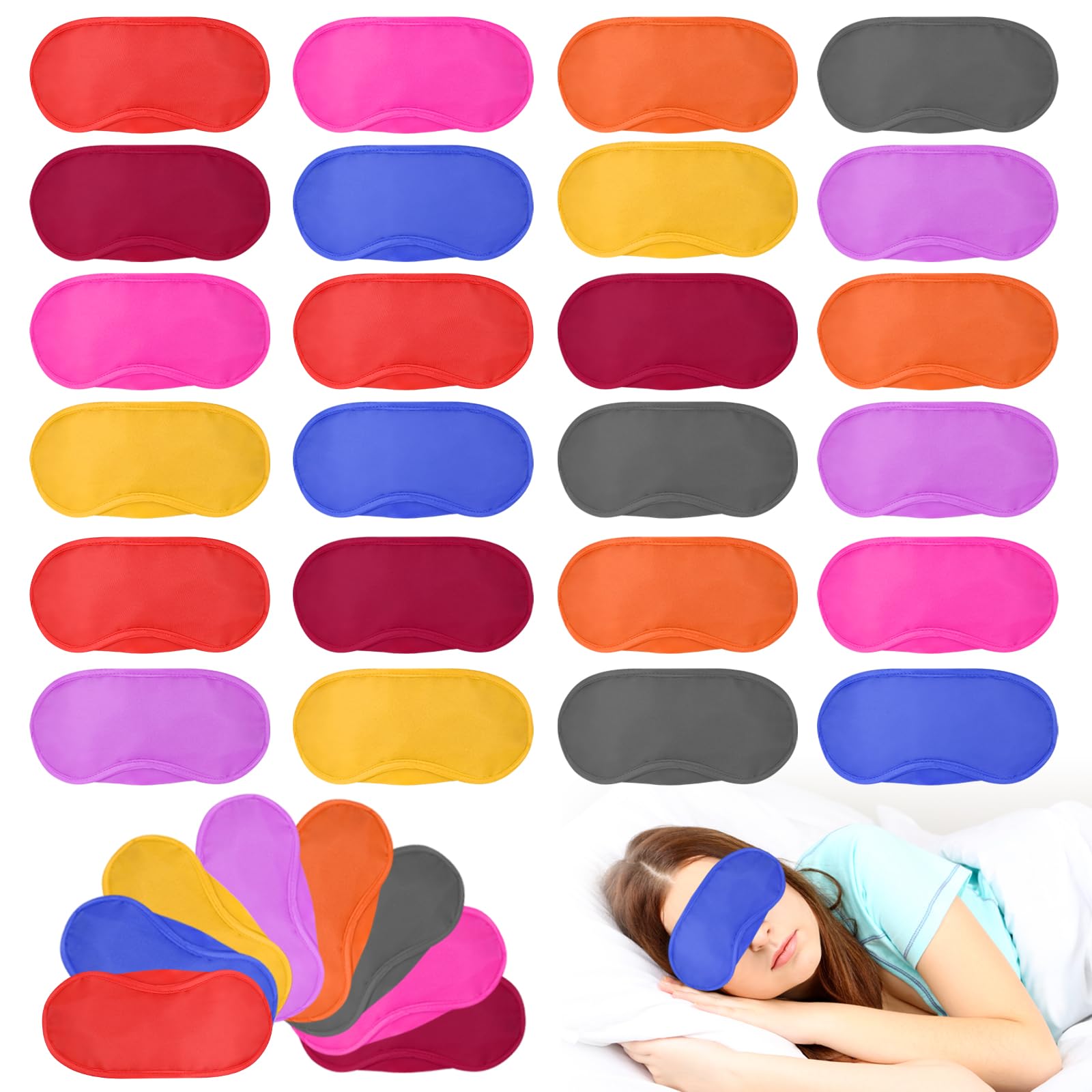 40 Piezas De Colores Antifaz para Dormir, Antifaz para Dormir para Hombres, Mujeres y Niños, Paquete Individual para Dormir con los Ojos Vendados para Viajar, Avión, Hotel, Fiesta