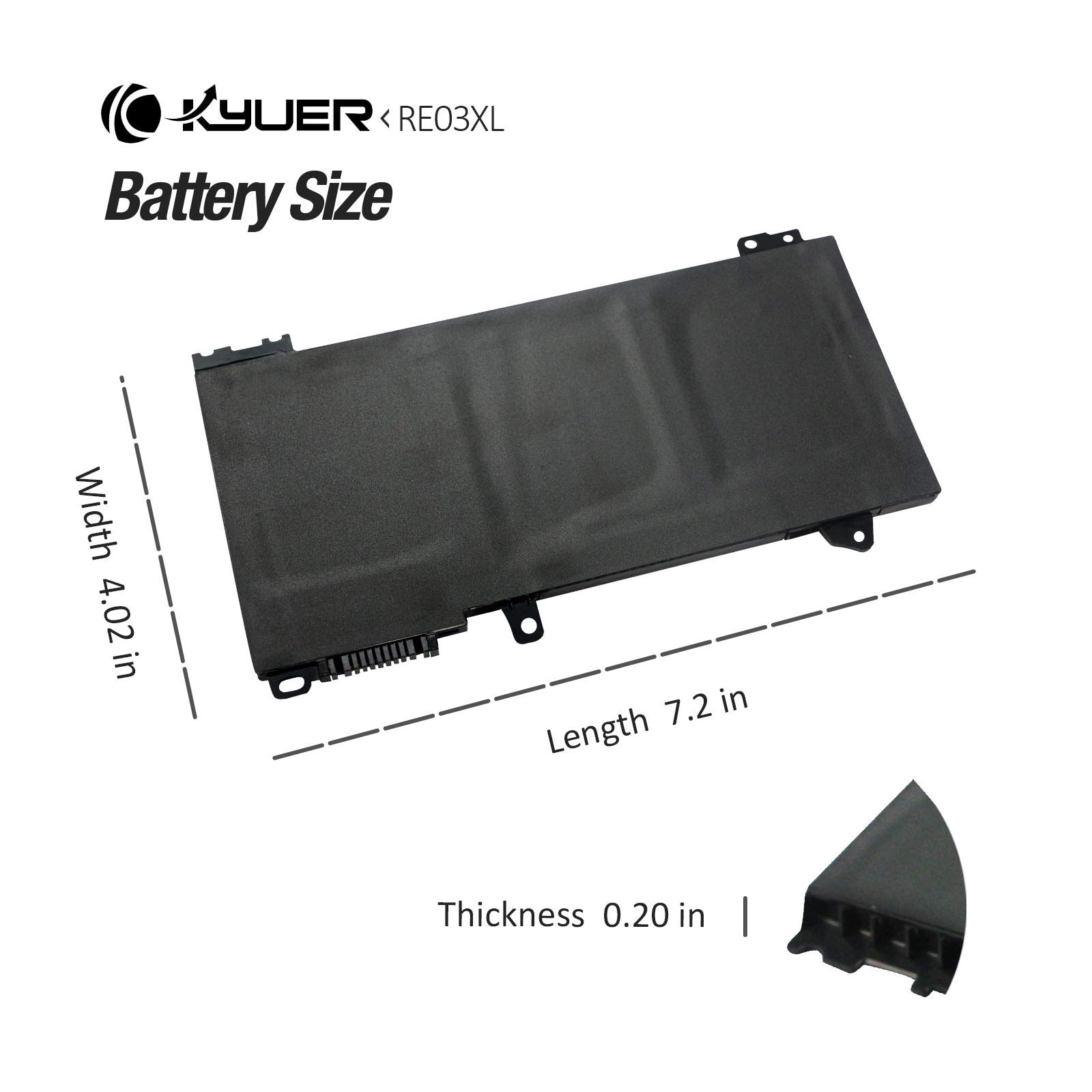 K KYUER RF03XL RE03XL Batería para HP ProBook 430 440 450 445 455 445R 455R G6 430 440 445 450 455 G7 Series REO3XL RE03045XL-PL HSTNN-OB1C HSTNN-0B1C HSTNN-DB9A L32407-AC1 L32407-2B1 L32407-2C1