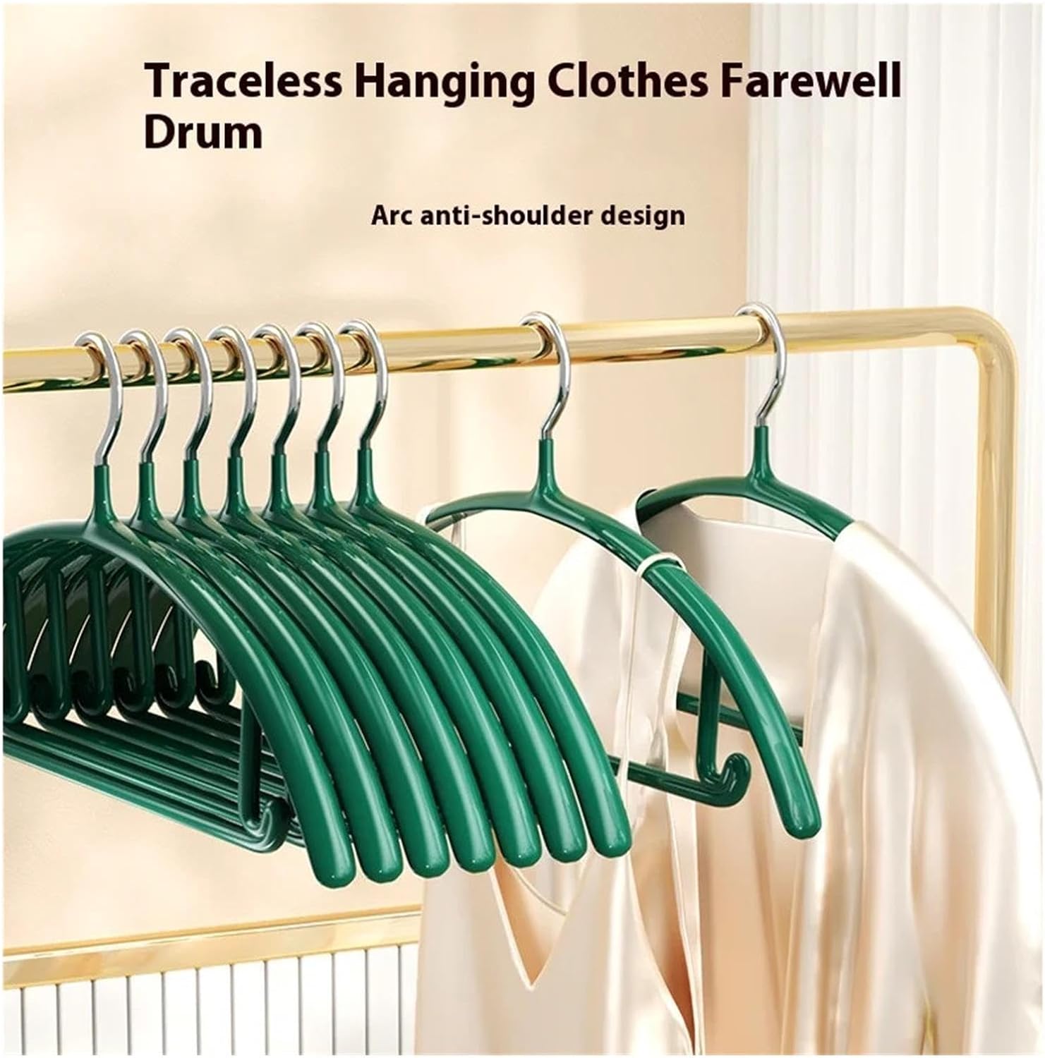 5pcs Nano Seamless Anti Slip Clothes Hanger Stand Non Marking Storage Thick Clothing Support Stainless Steel(Orange 5pcs) image 3