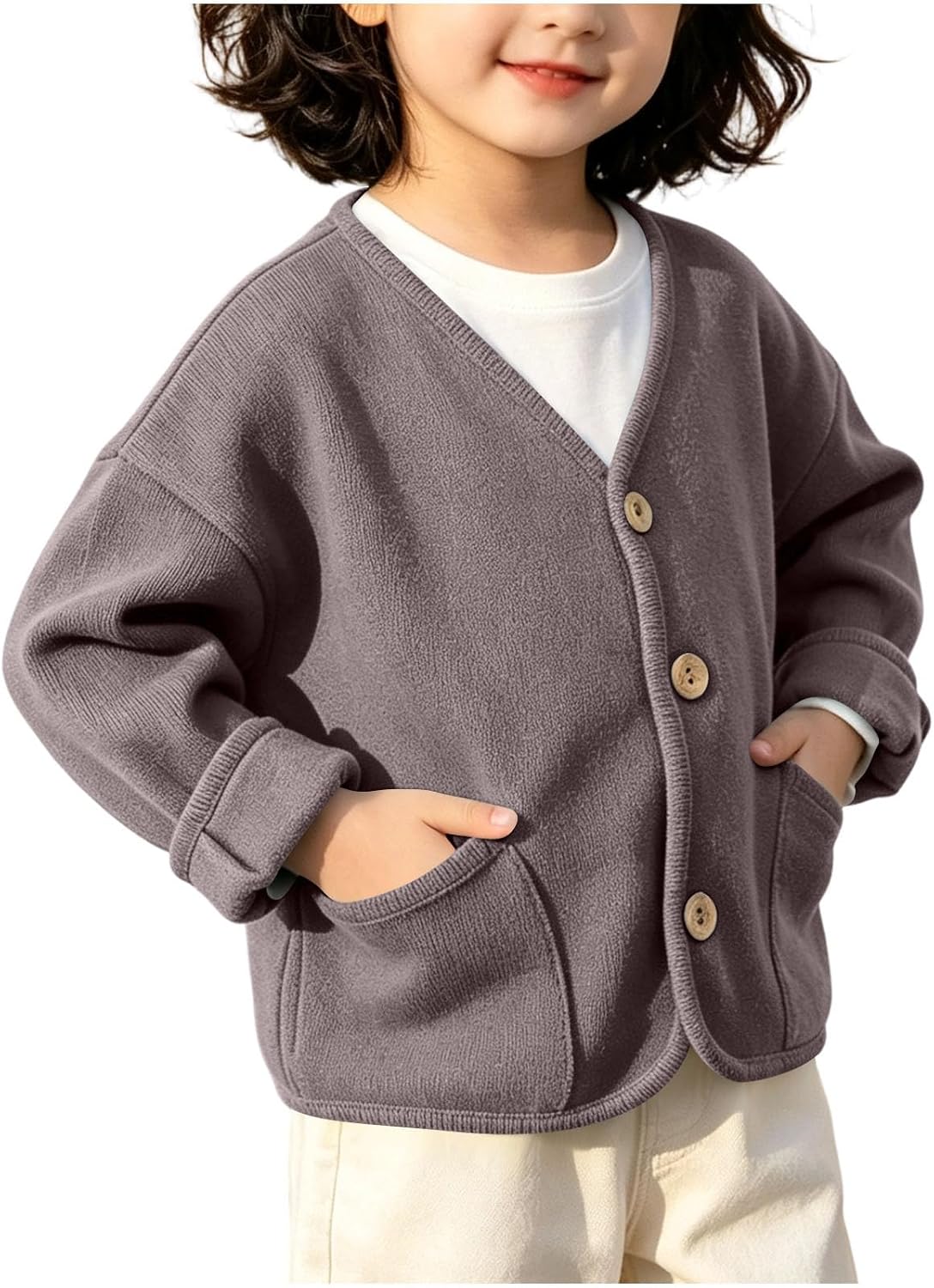 Girls Cardigan with Button Loose Long Sleeve Shrug Sweaters