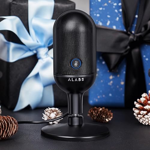 Miniatura 8 de ALABS Micrófono USB, micrófono condensador para podcast para computadora, Mac, Smartphone, micrófono para juegos Plug & Play con silencio rápido